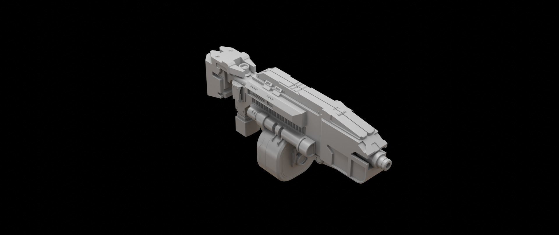 Mecha hard surface submachine gun 3D model_5