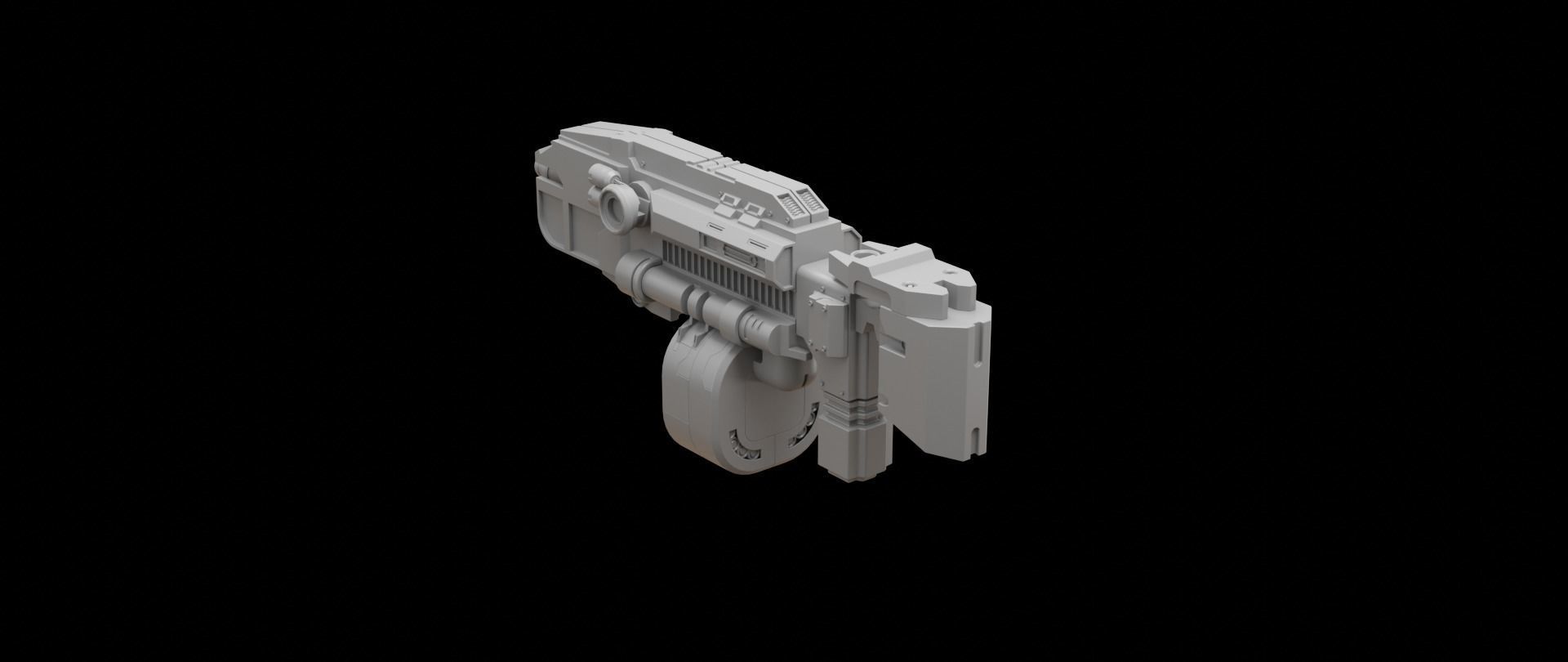 Mecha hard surface submachine gun 3D model_14
