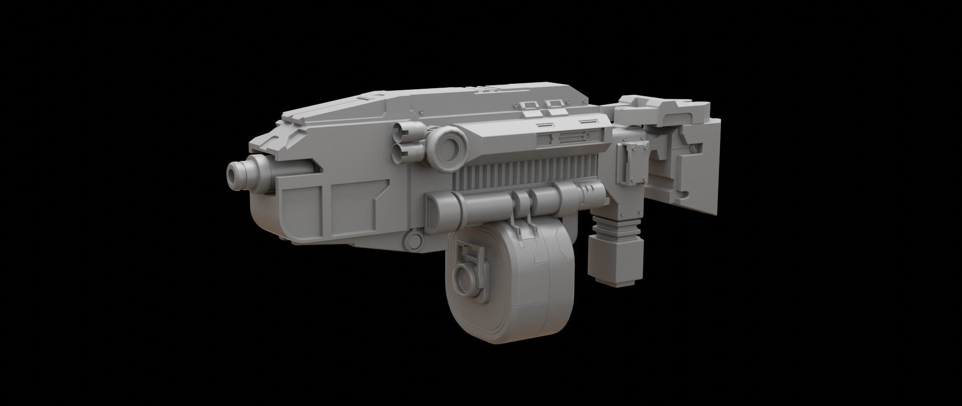 Mecha hard surface submachine gun 3D model_1