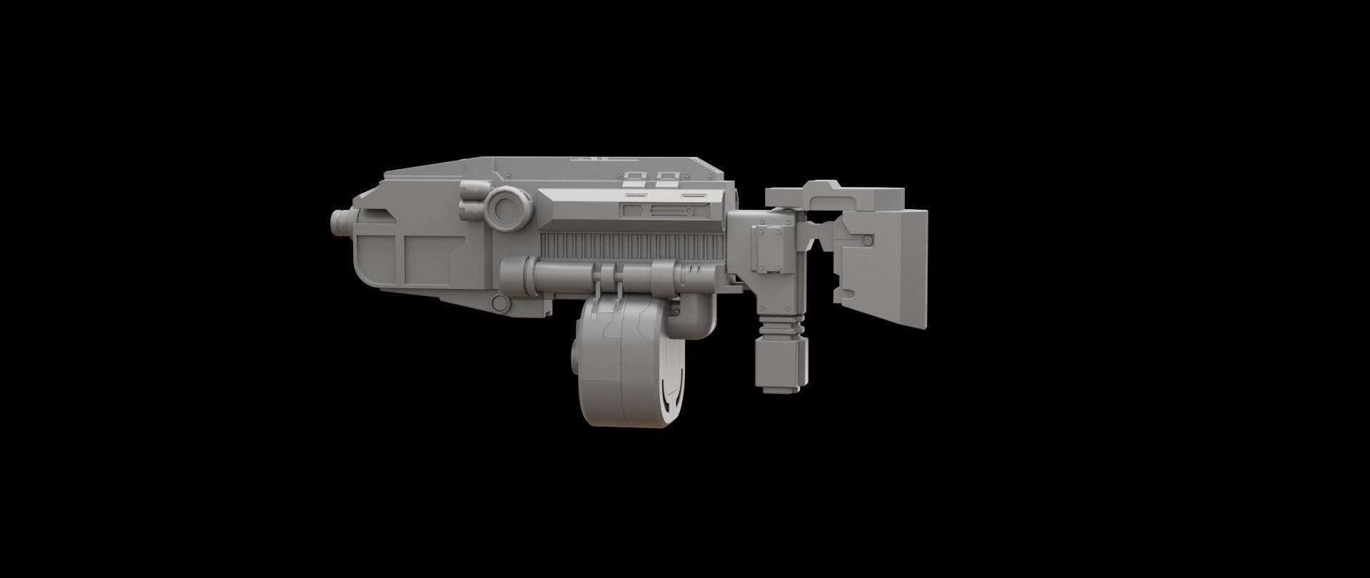 Mecha hard surface submachine gun 3D model_10