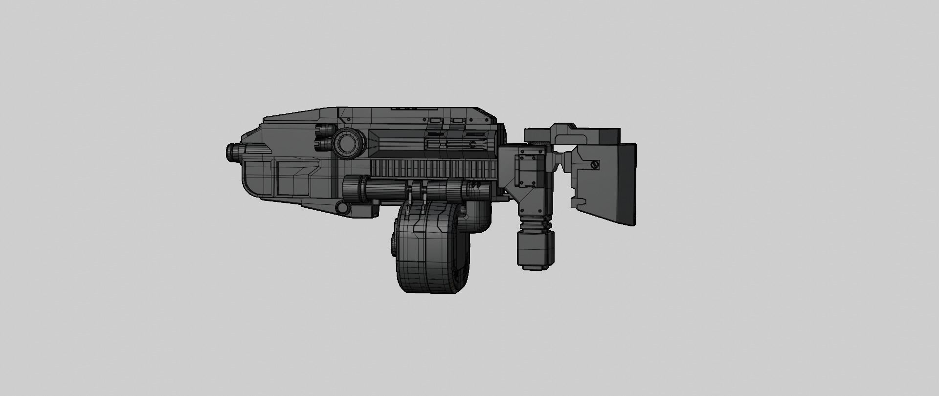 Mecha hard surface submachine gun 3D model_19