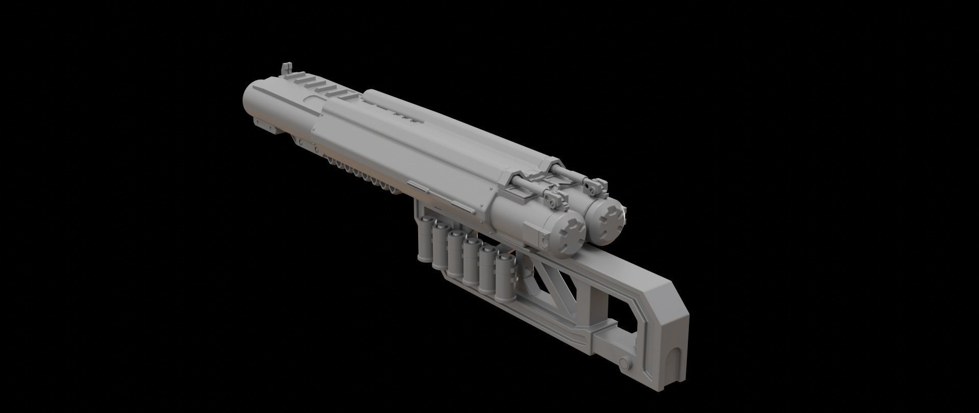 Mecha hard surface shotgun 3D model_14