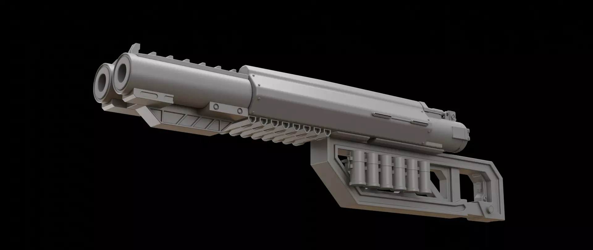 Mecha hard surface shotgun 3D model_0