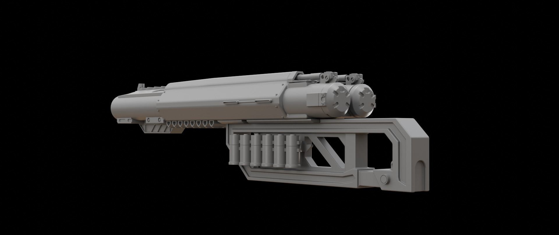 Mecha hard surface shotgun 3D model_9