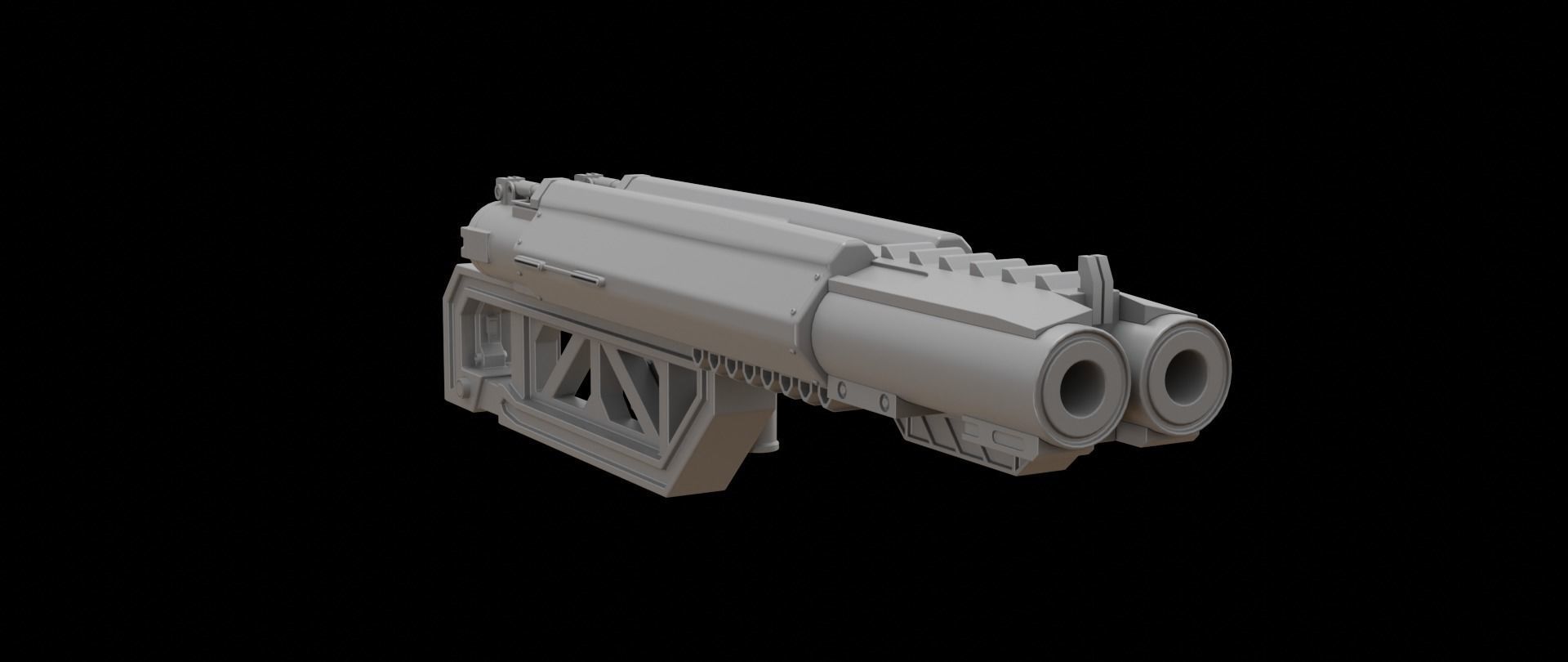 Mecha hard surface shotgun 3D model_3