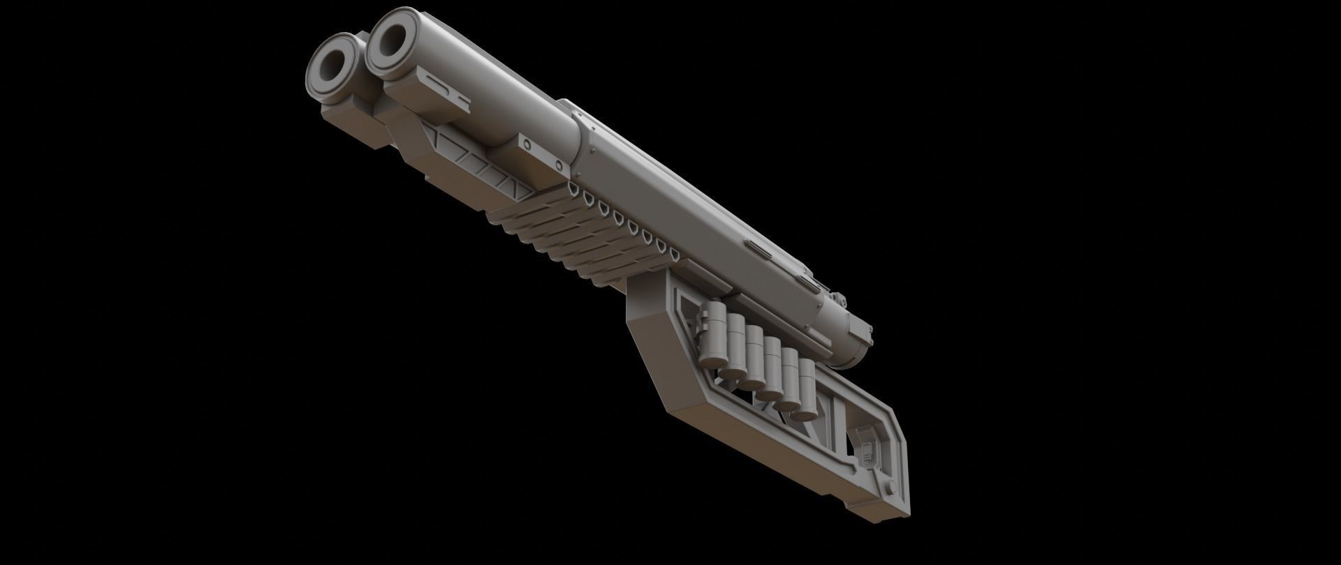 Mecha hard surface shotgun 3D model_7
