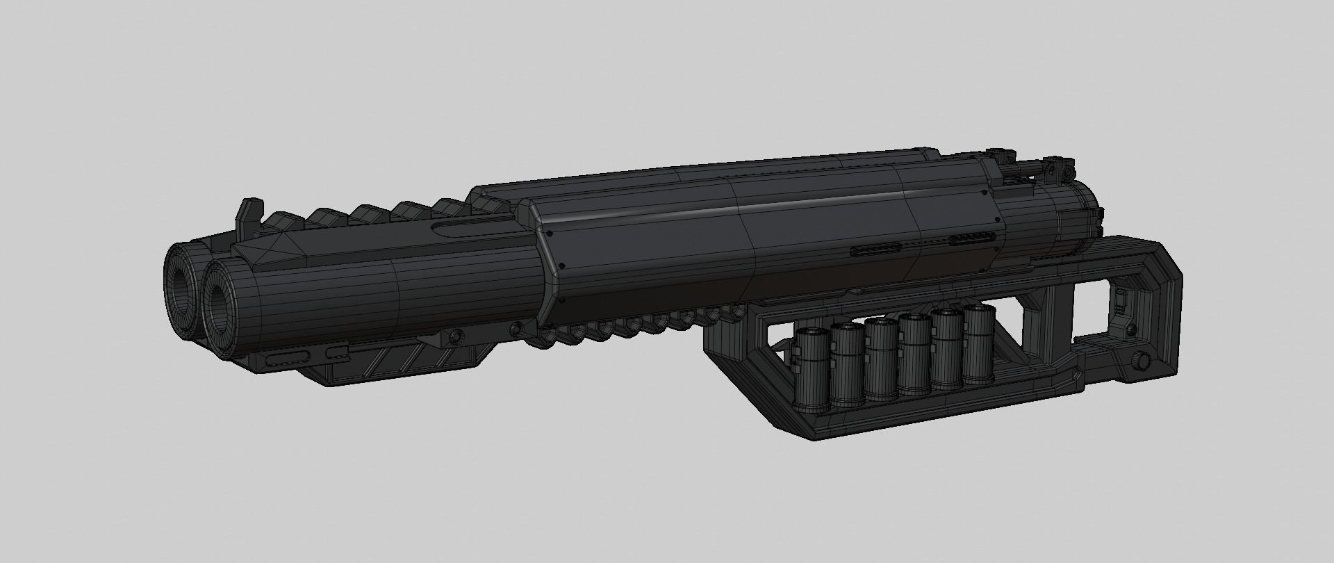 Mecha hard surface shotgun 3D model_16