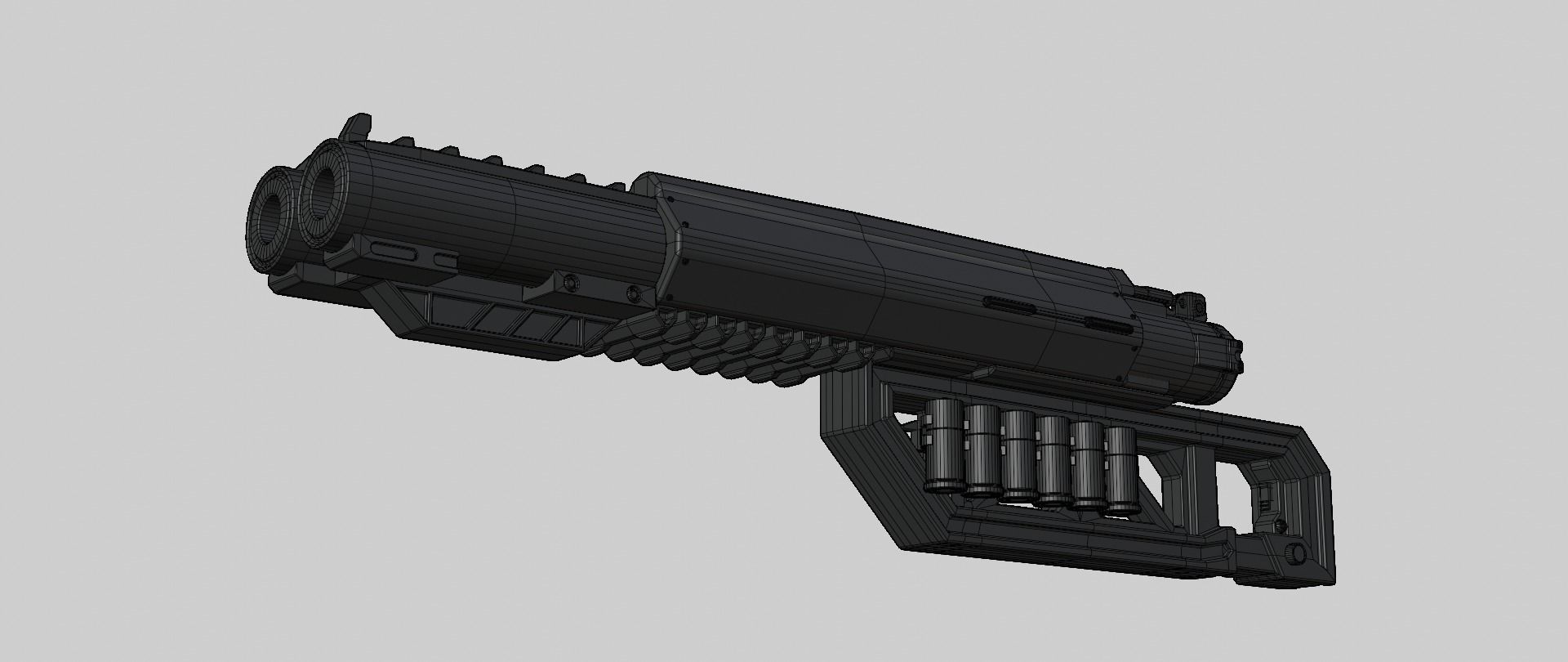 Mecha hard surface shotgun 3D model_15