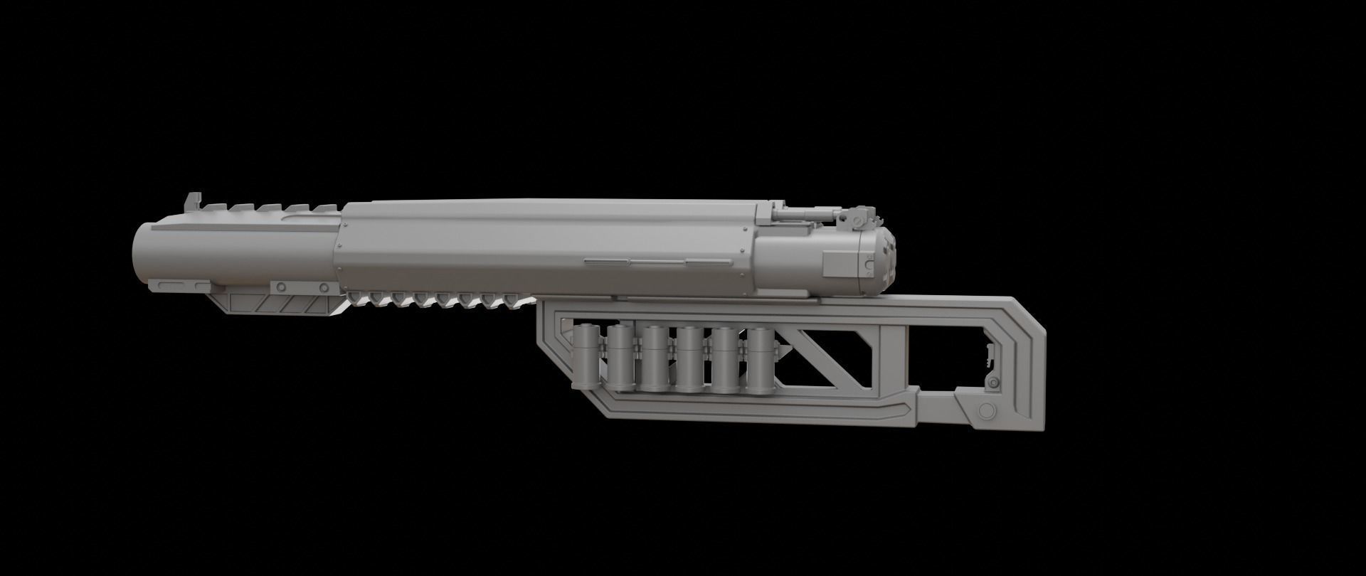 Mecha hard surface shotgun 3D model_10