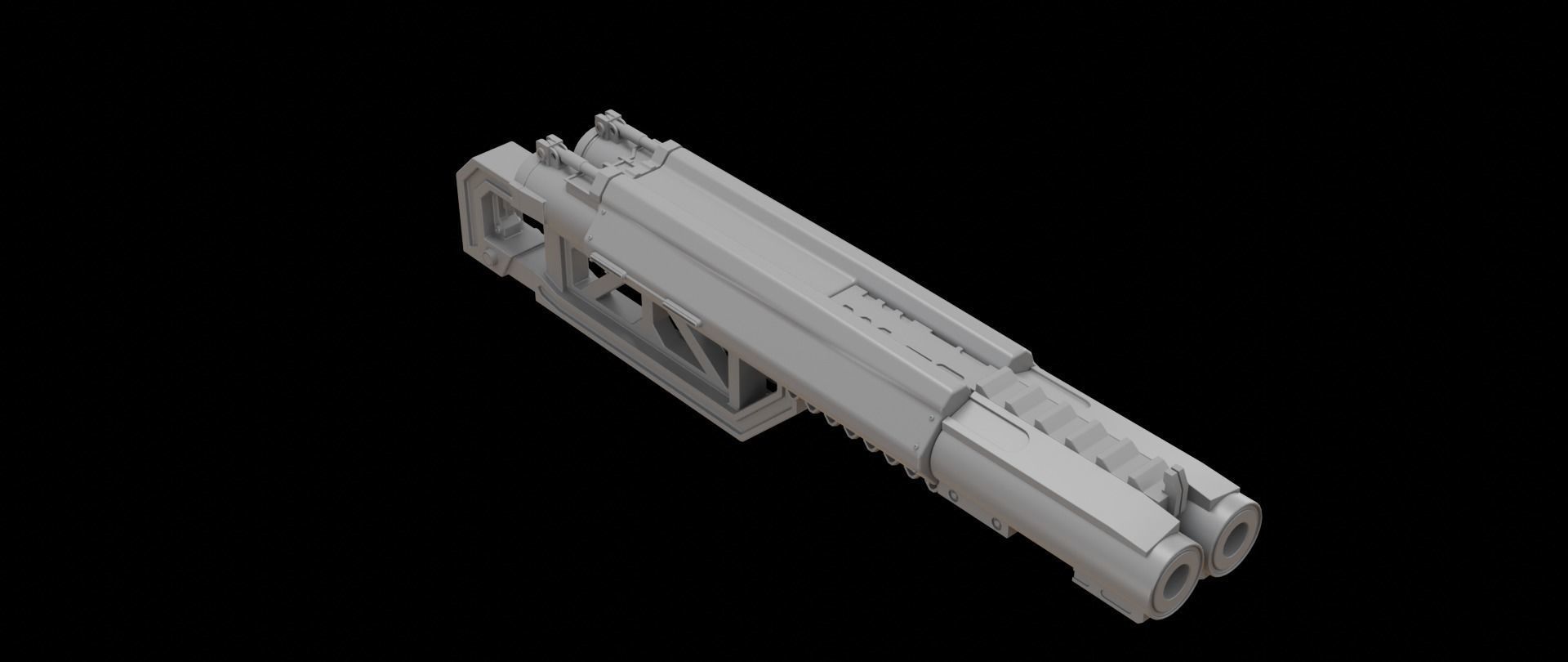 Mecha hard surface shotgun 3D model_5