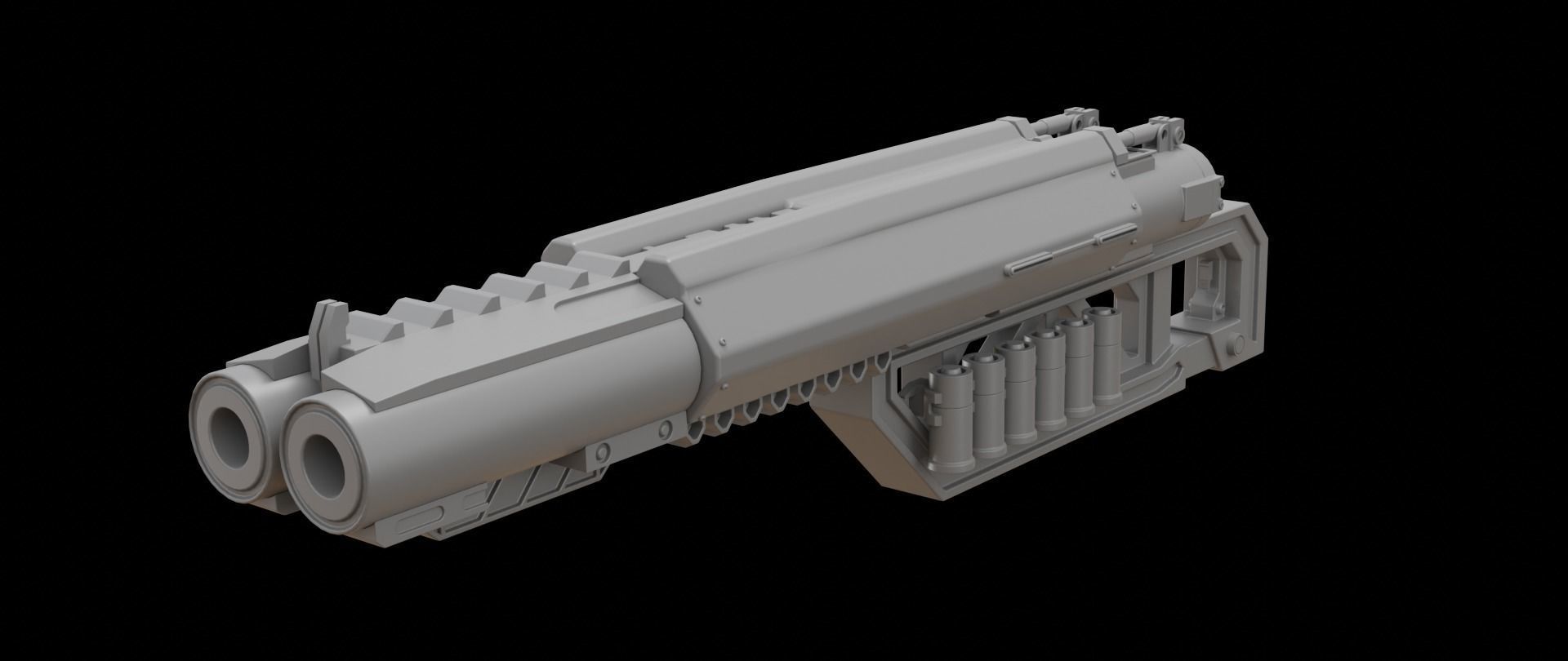 Mecha hard surface shotgun 3D model_2