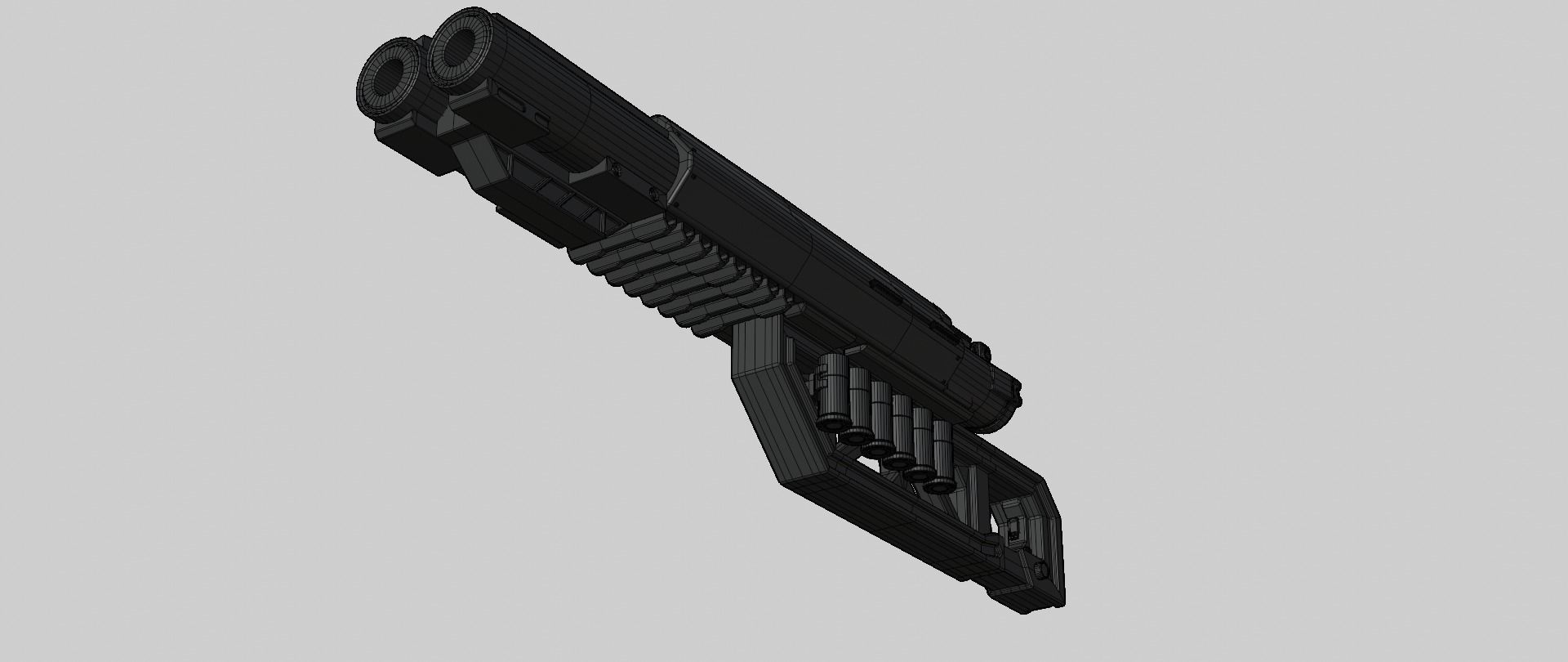 Mecha hard surface shotgun 3D model_19