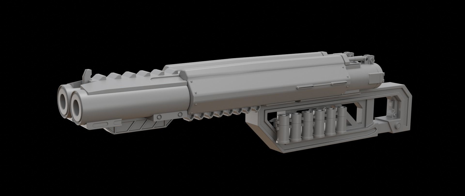 Mecha hard surface shotgun 3D model_1