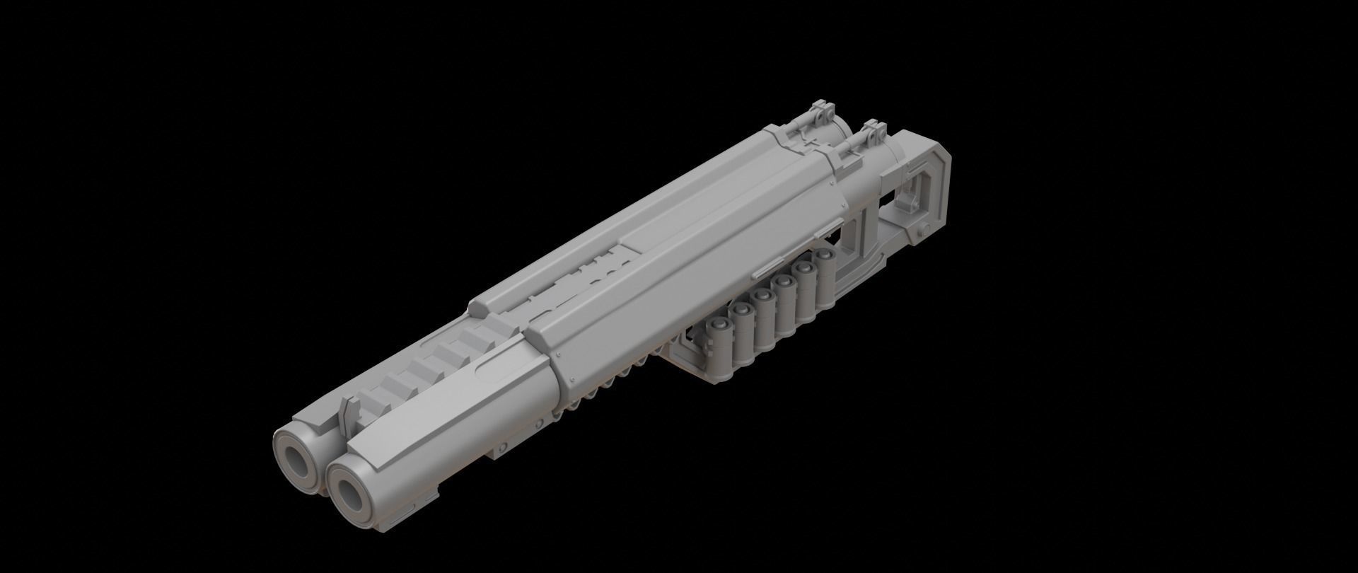 Mecha hard surface shotgun 3D model_6