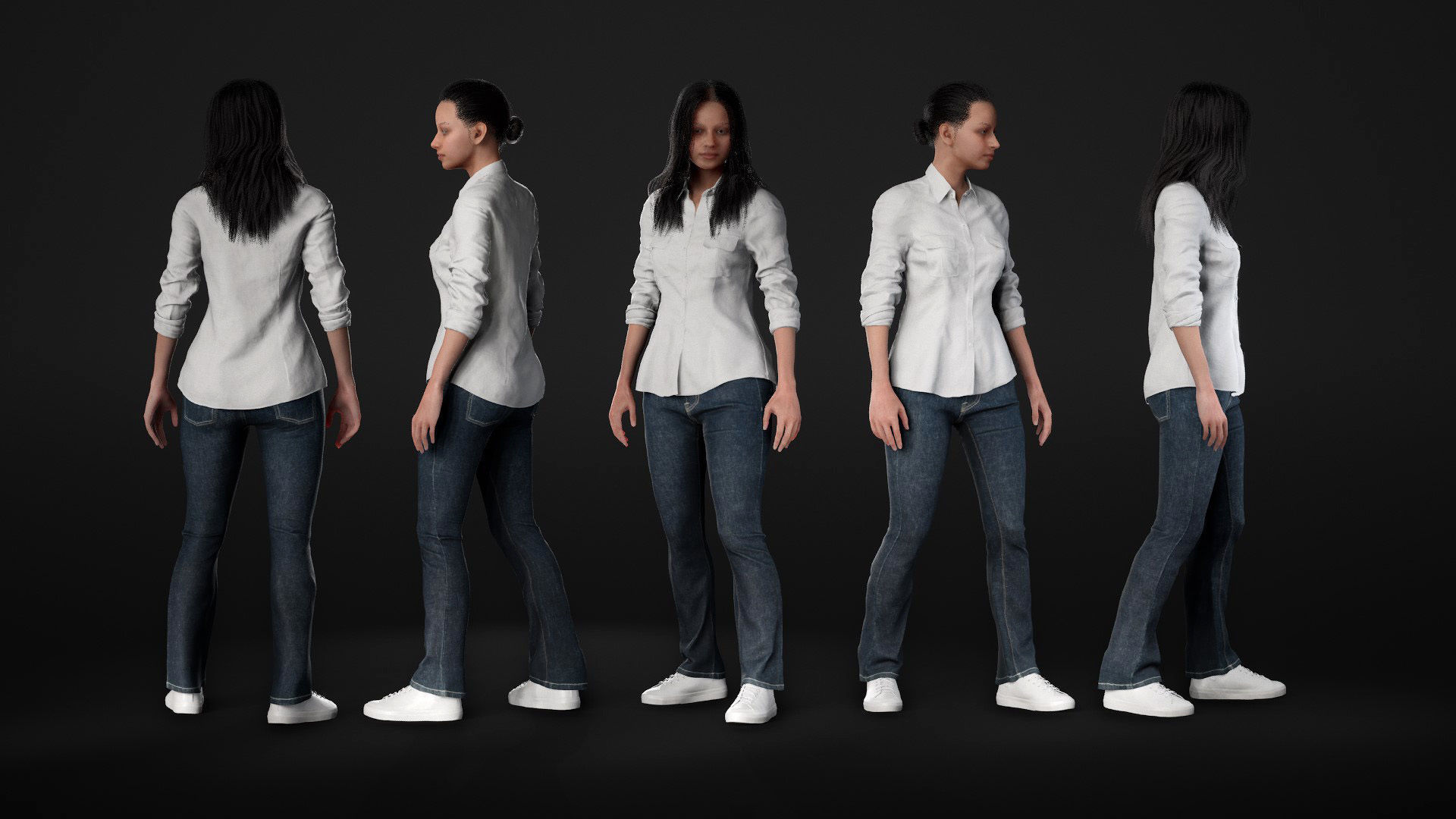 Woman Casual Outfit - Modular - Rigged Low-poly 3D model_22