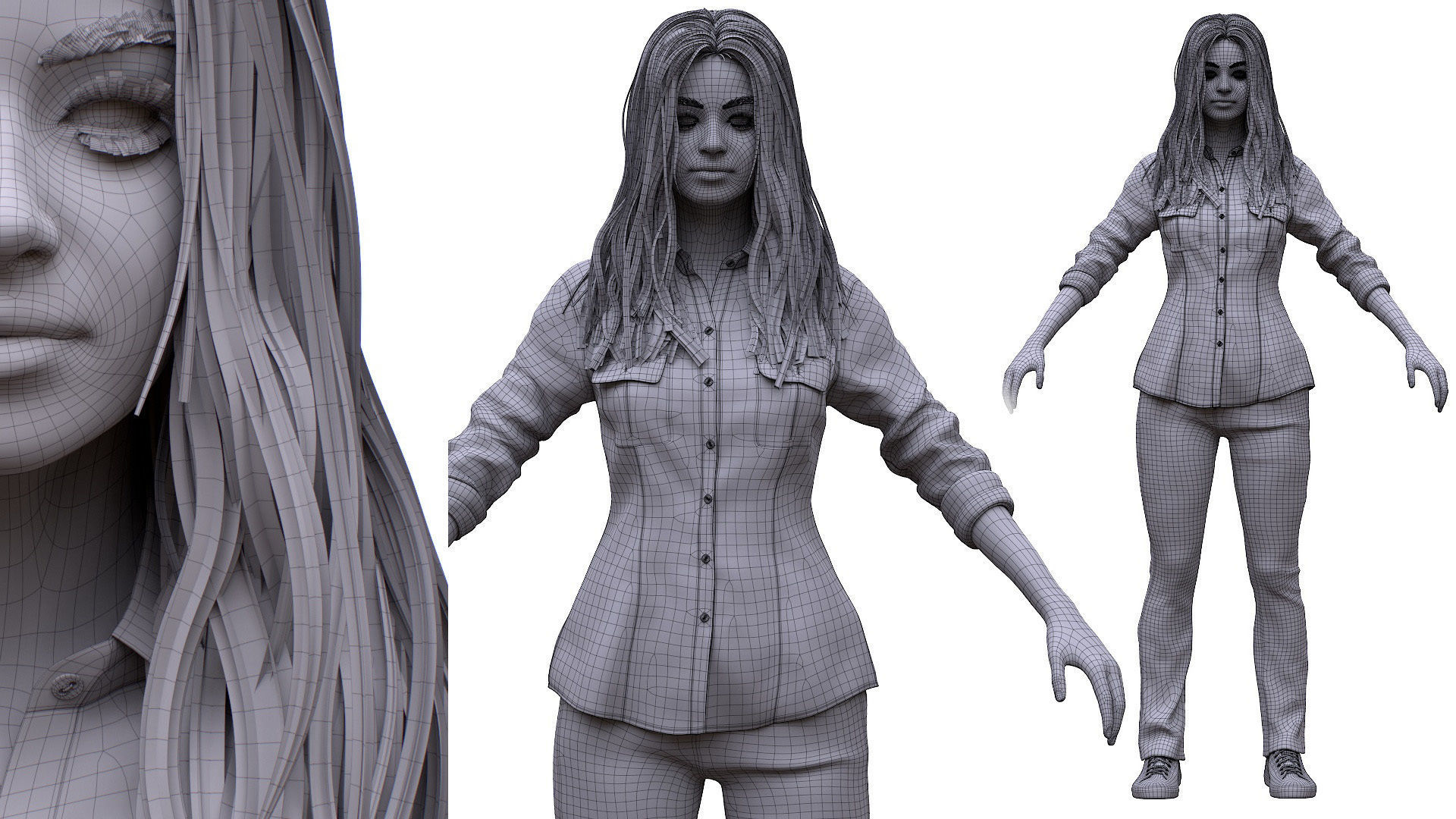 Woman Casual Outfit - Modular - Rigged Low-poly 3D model_29