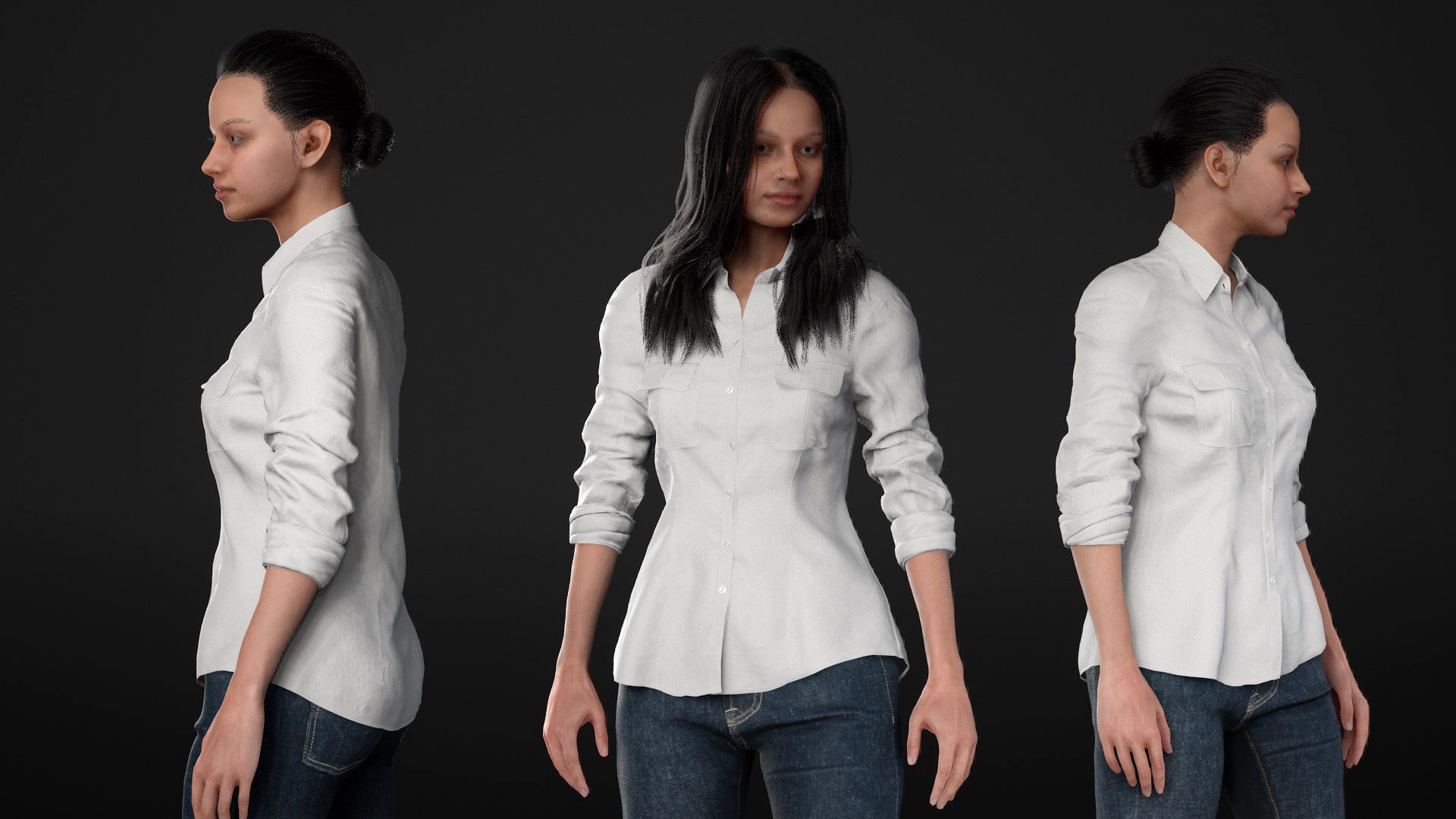 Woman Casual Outfit - Modular - Rigged Low-poly 3D model_24