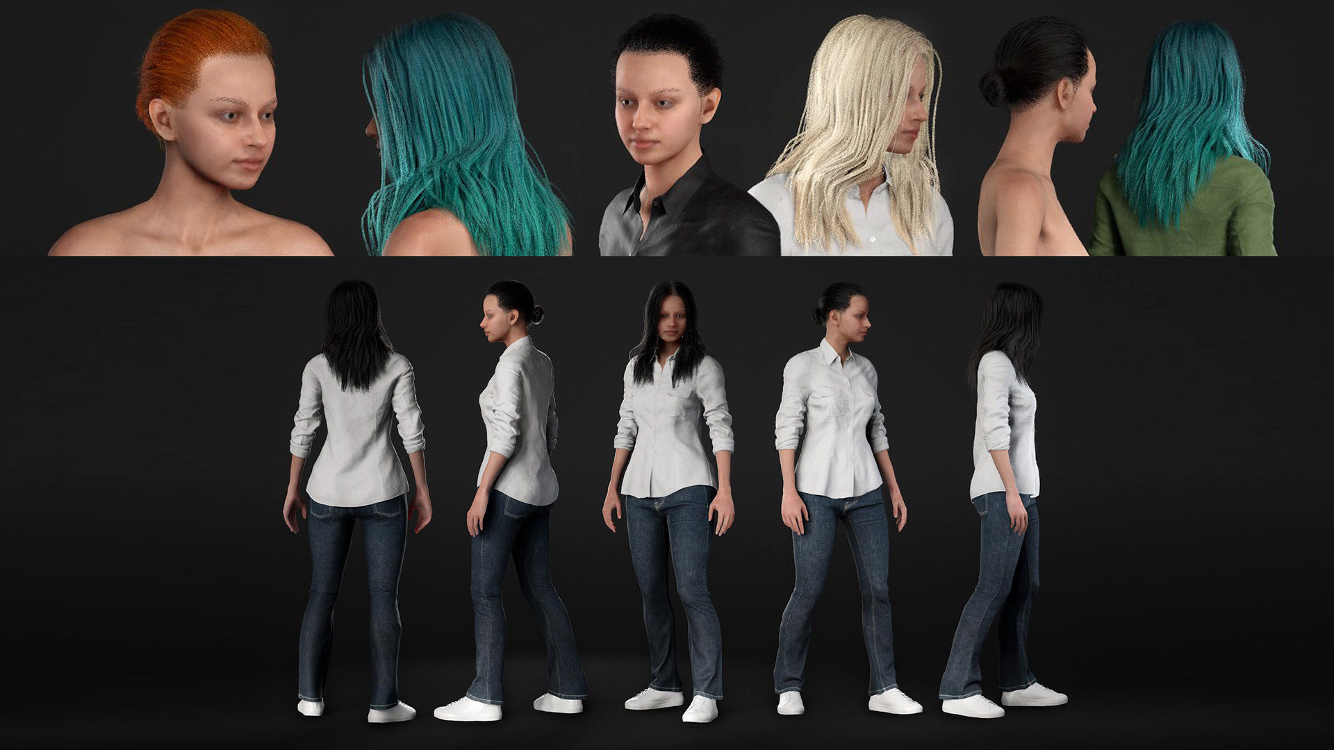 Woman Casual Outfit - Modular - Rigged Low-poly 3D model_19