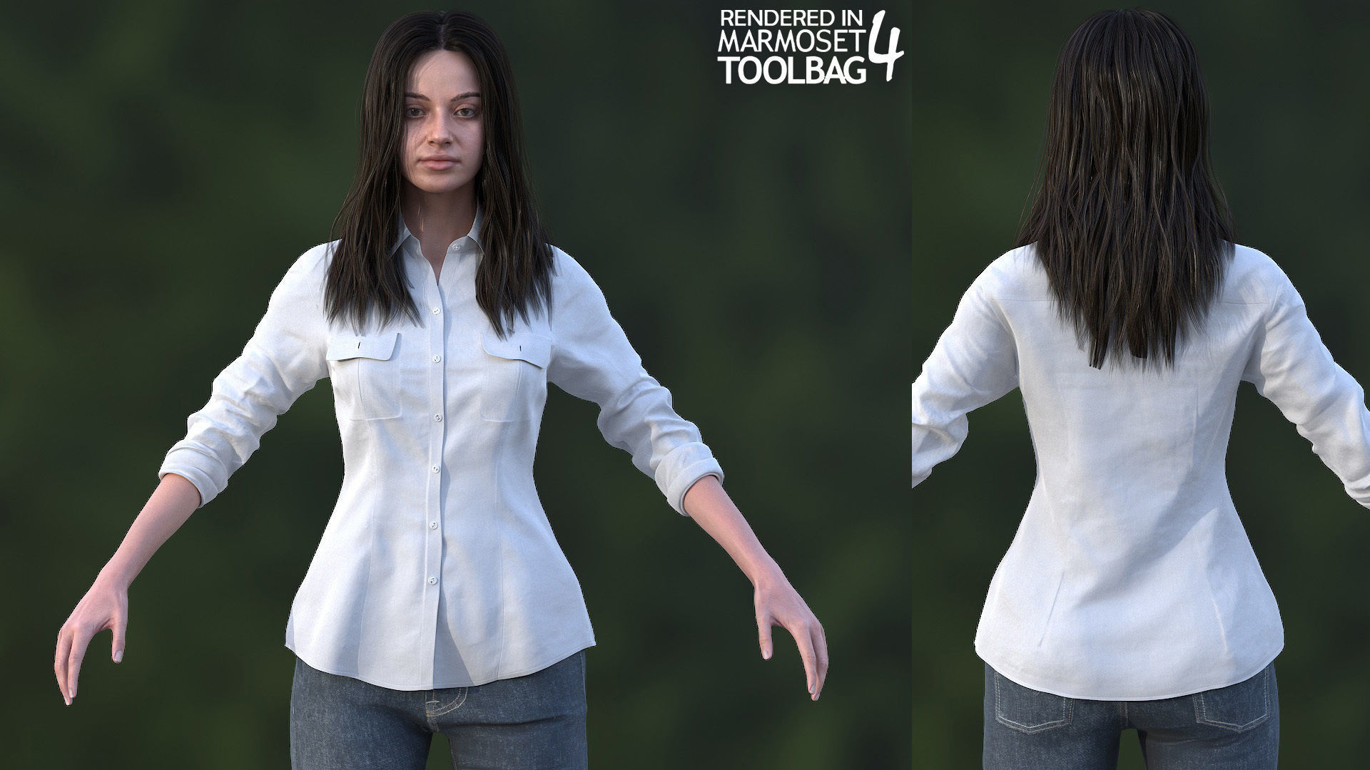 Woman Casual Outfit - Modular - Rigged Low-poly 3D model_11