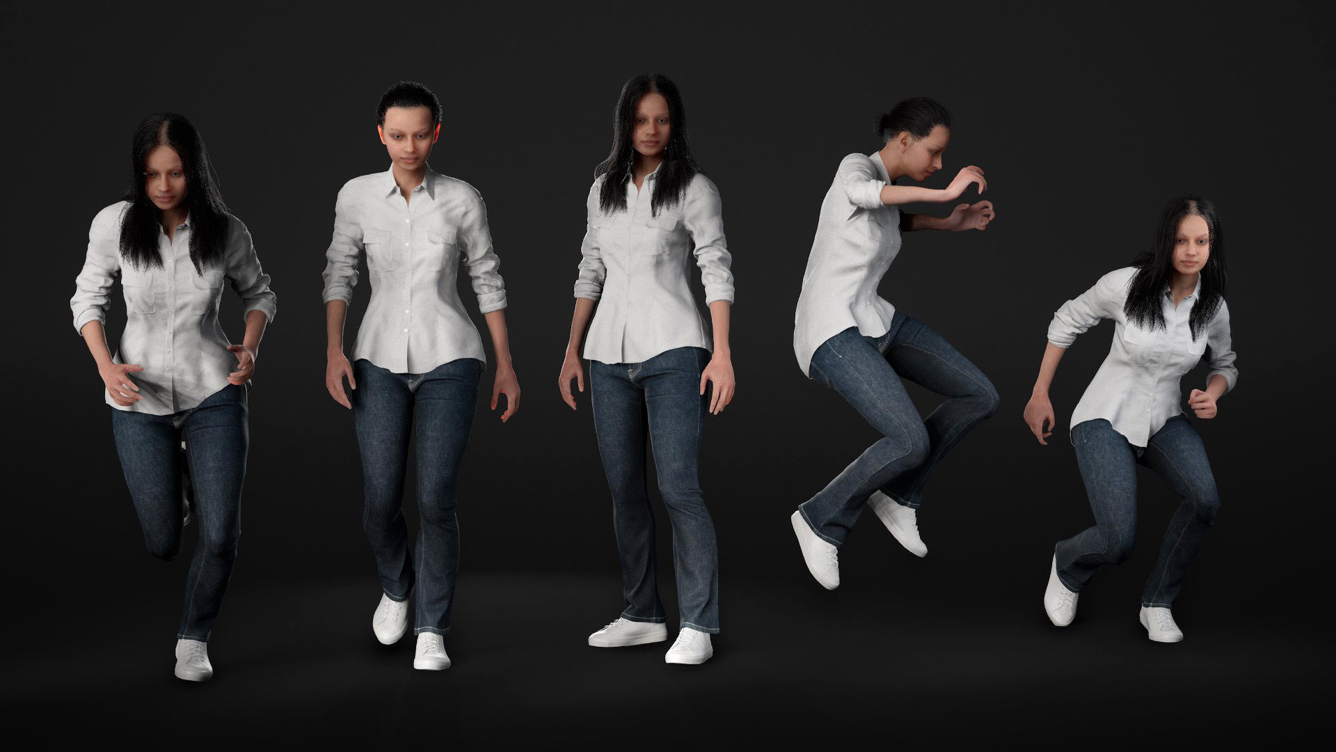 Woman Casual Outfit - Modular - Rigged Low-poly 3D model_20