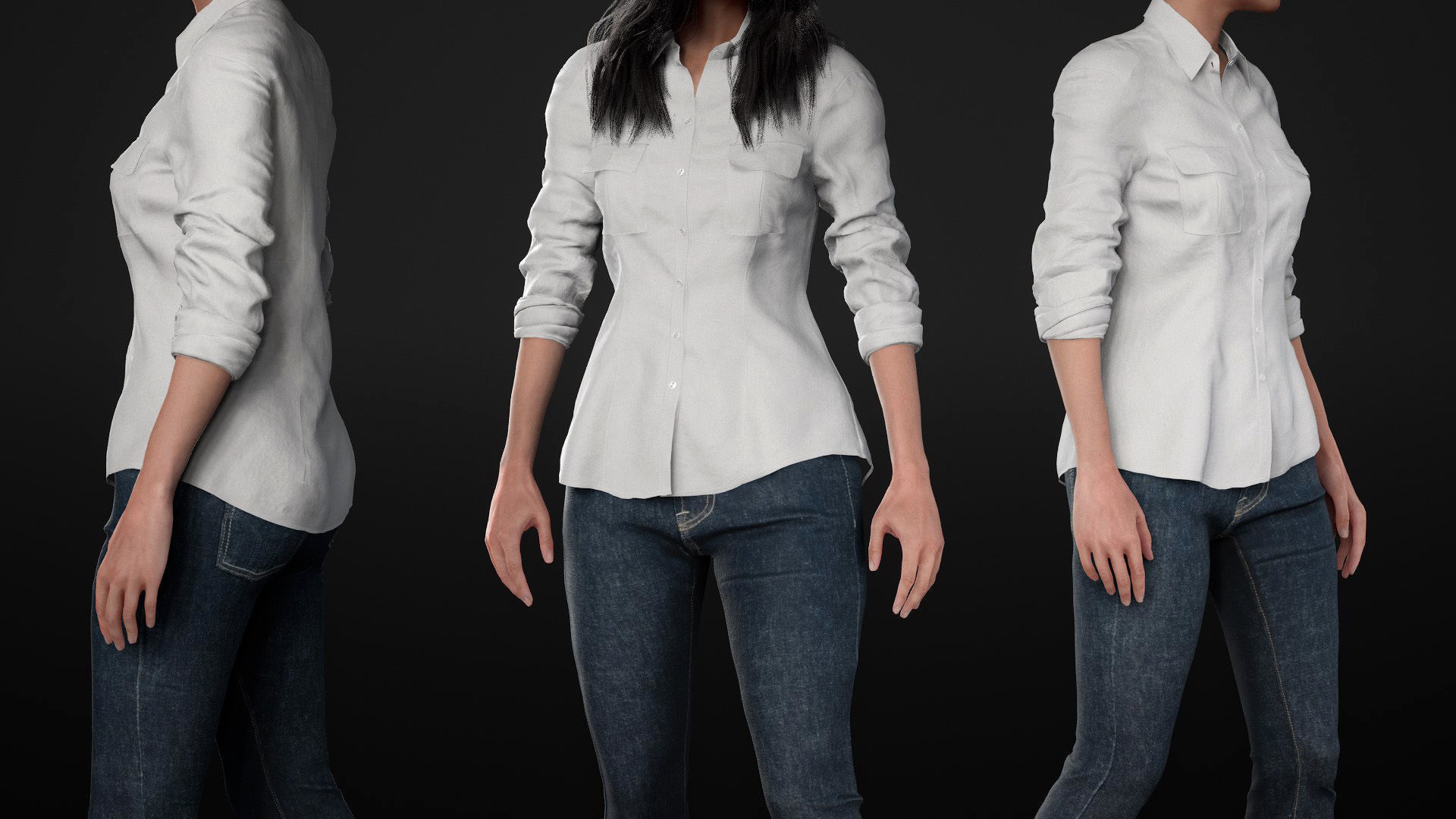 Woman Casual Outfit - Modular - Rigged Low-poly 3D model_27