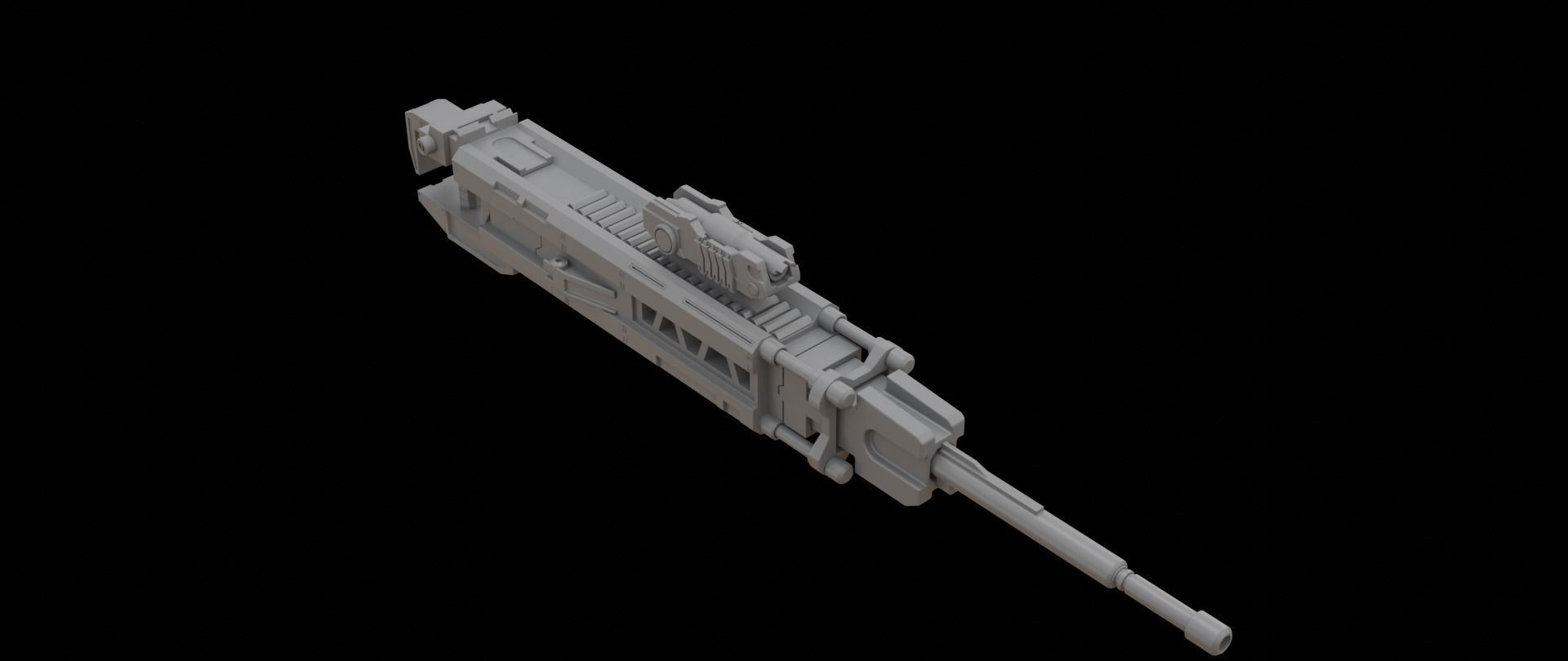 Mecha hard surface sniper rifle 3D model_5