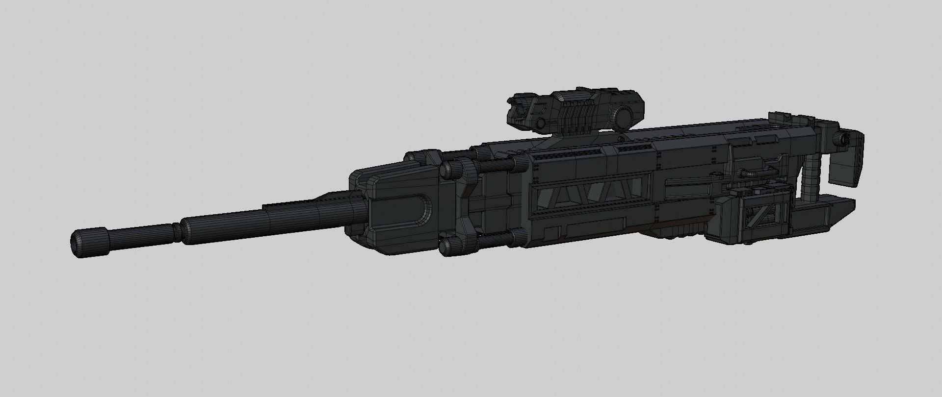 Mecha hard surface sniper rifle 3D model_16