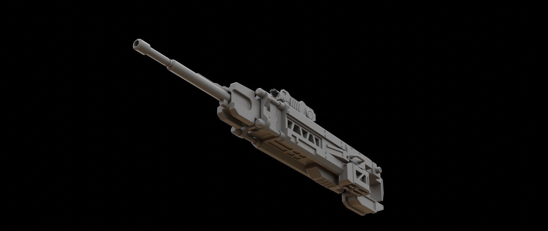 Mecha hard surface sniper rifle 3D model_7