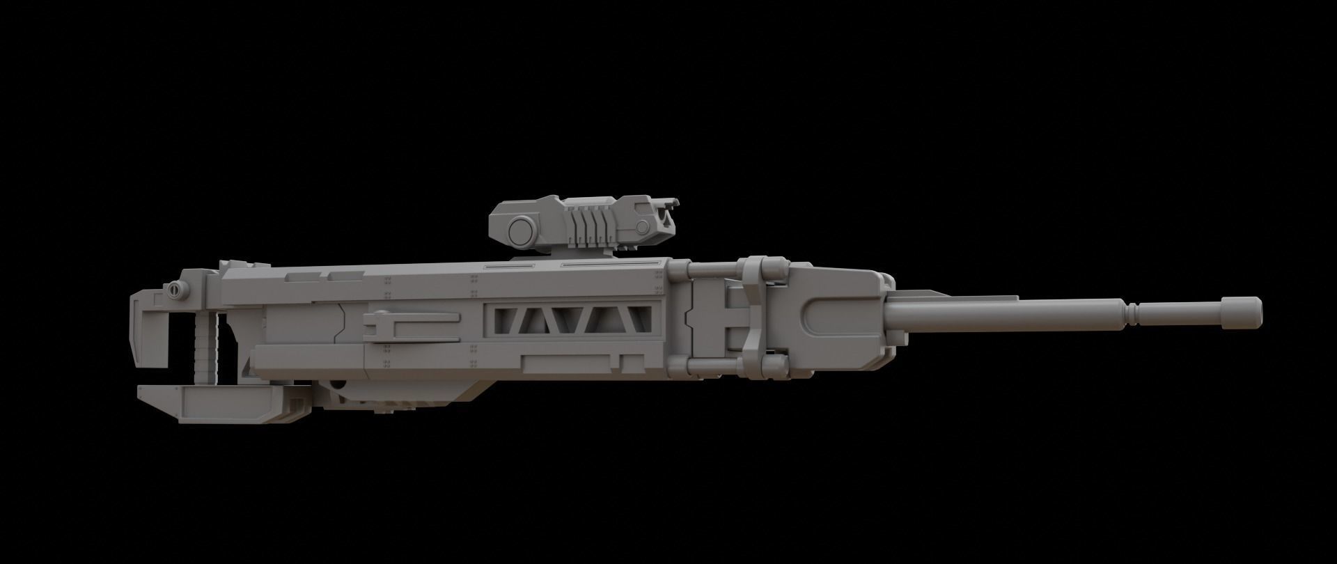 Mecha hard surface sniper rifle 3D model_4