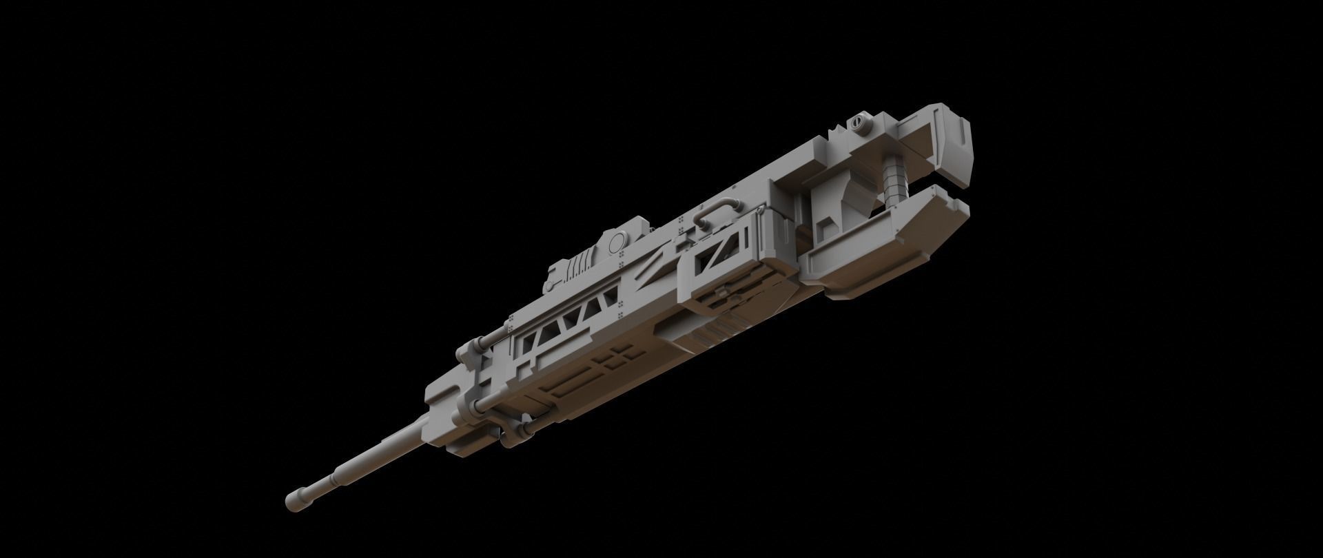 Mecha hard surface sniper rifle 3D model_12