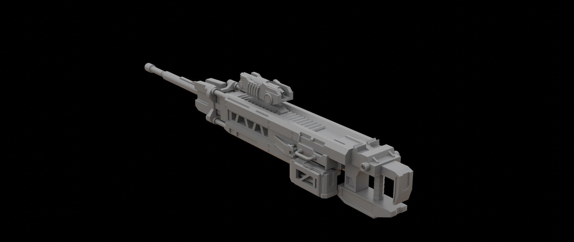 Mecha hard surface sniper rifle 3D model_14