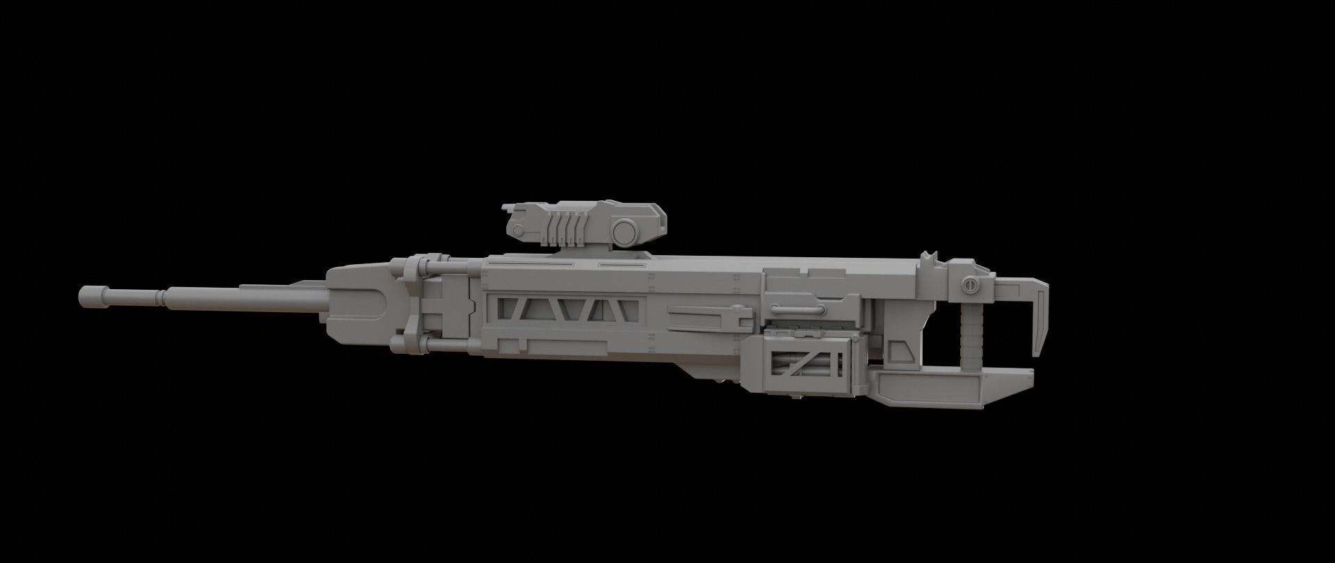 Mecha hard surface sniper rifle 3D model_10