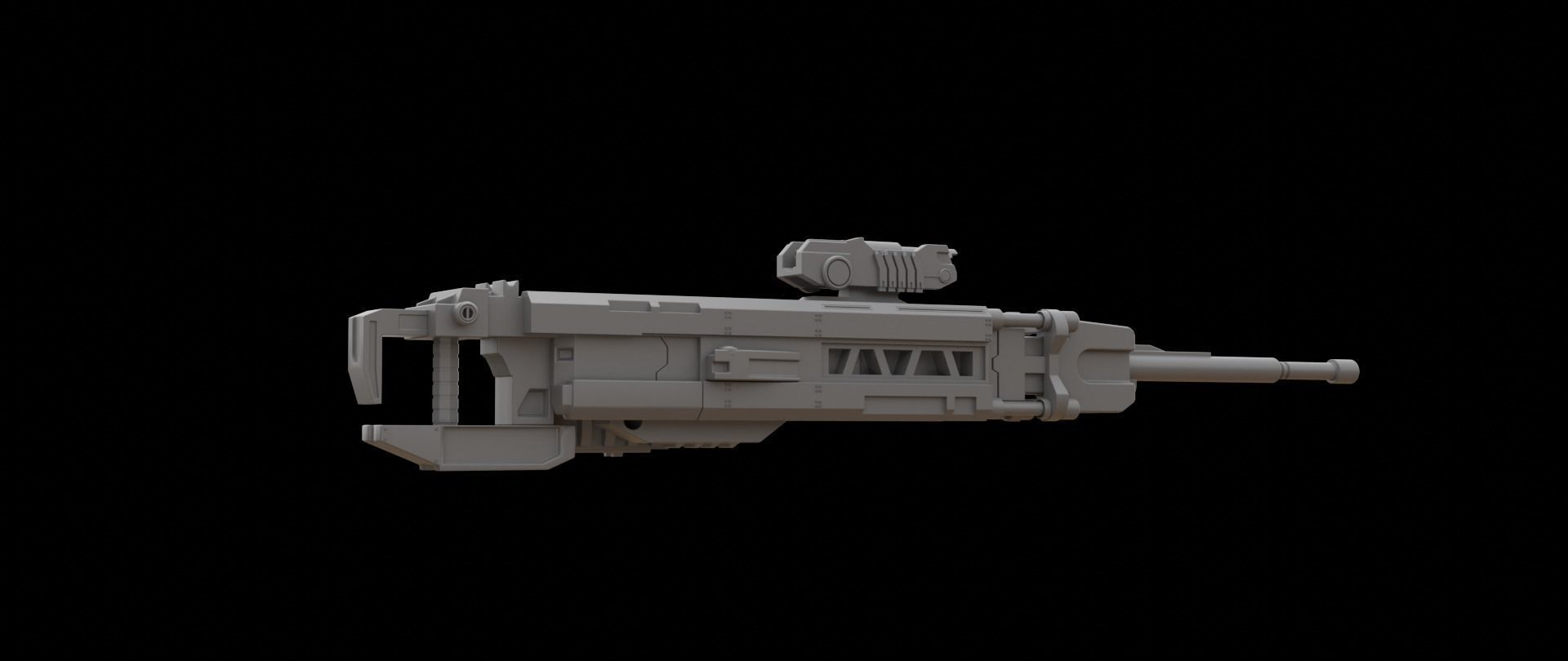 Mecha hard surface sniper rifle 3D model_11