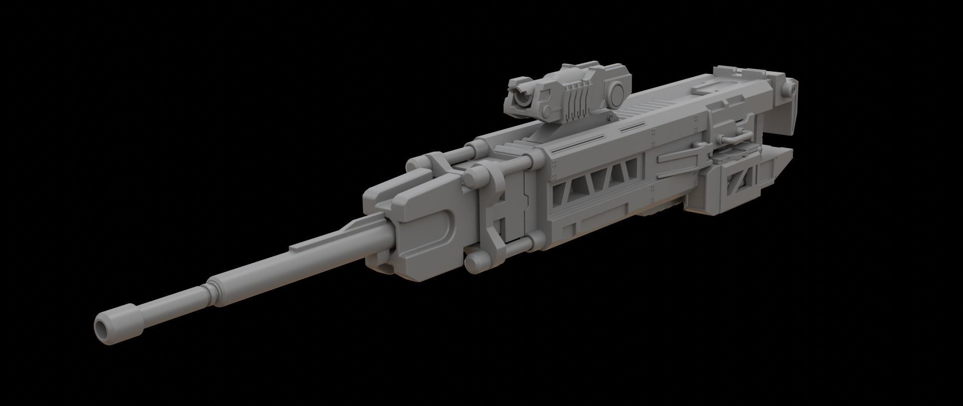 Mecha hard surface sniper rifle 3D model_2