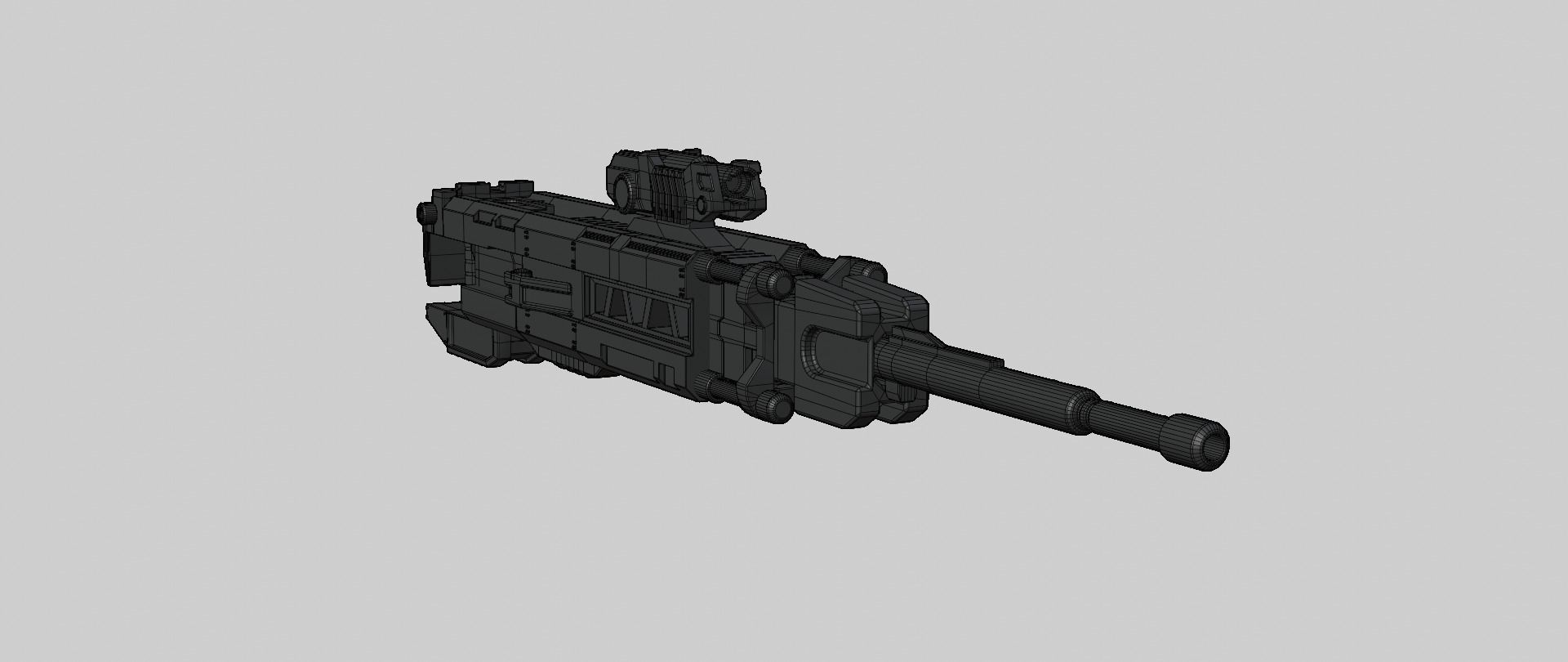 Mecha hard surface sniper rifle 3D model_17