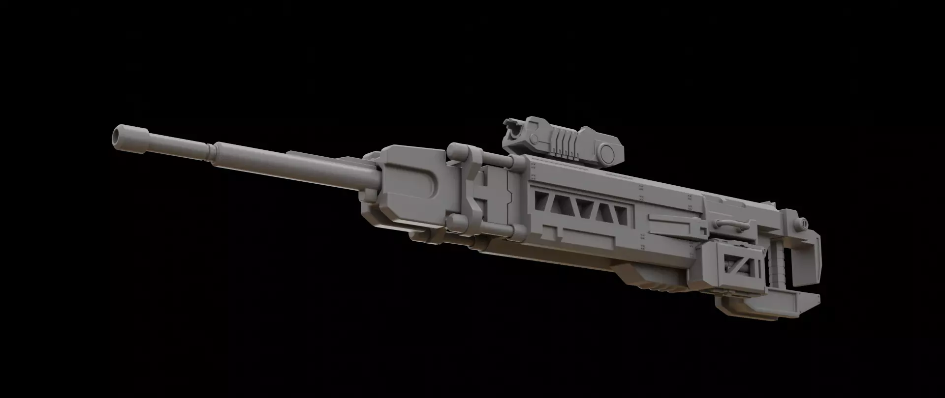 Mecha hard surface sniper rifle 3D model_0