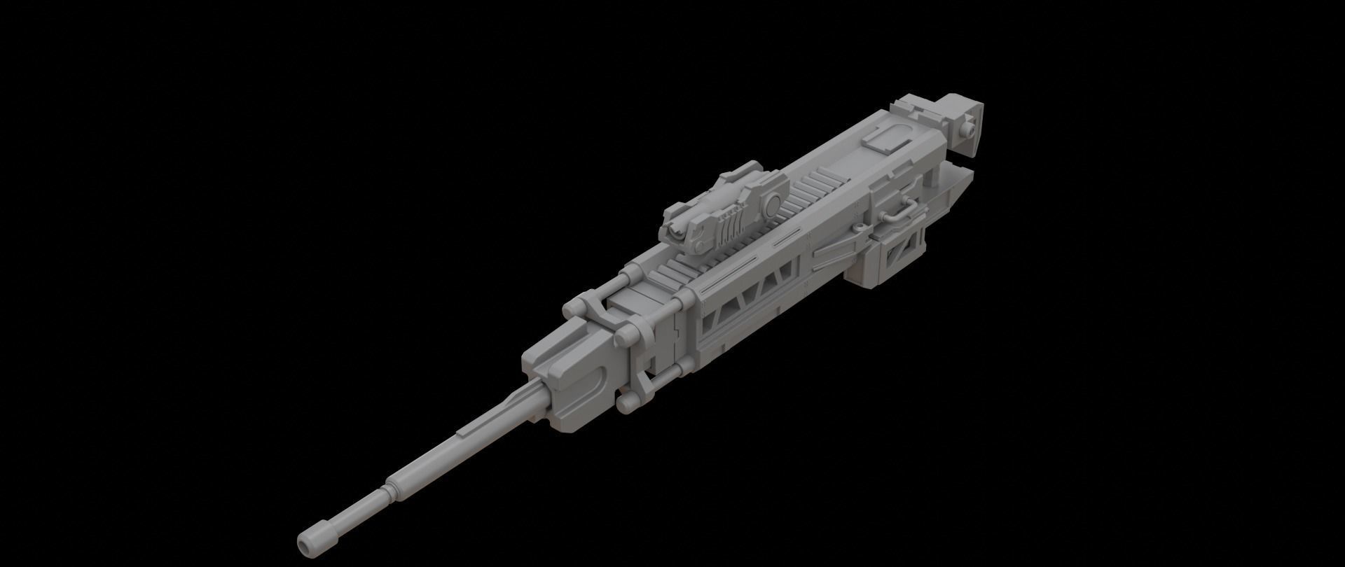 Mecha hard surface sniper rifle 3D model_6