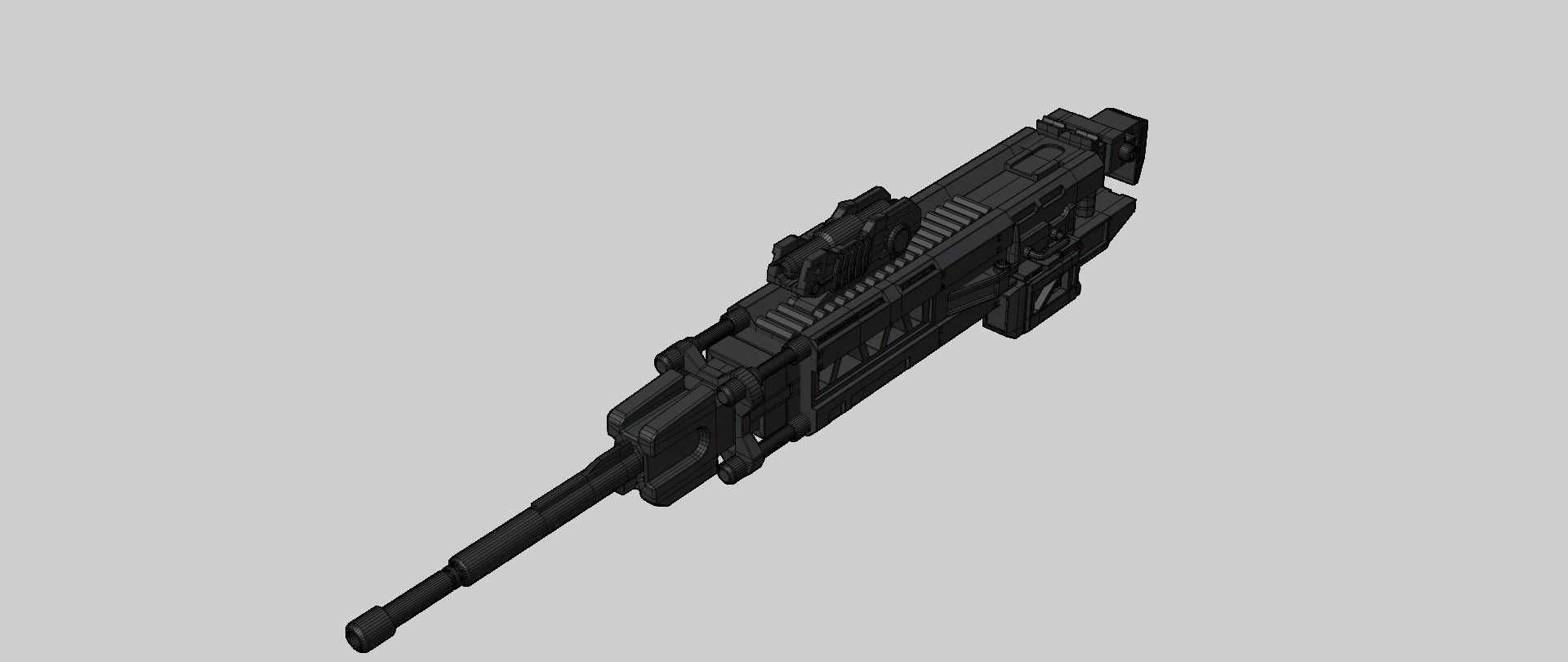Mecha hard surface sniper rifle 3D model_19
