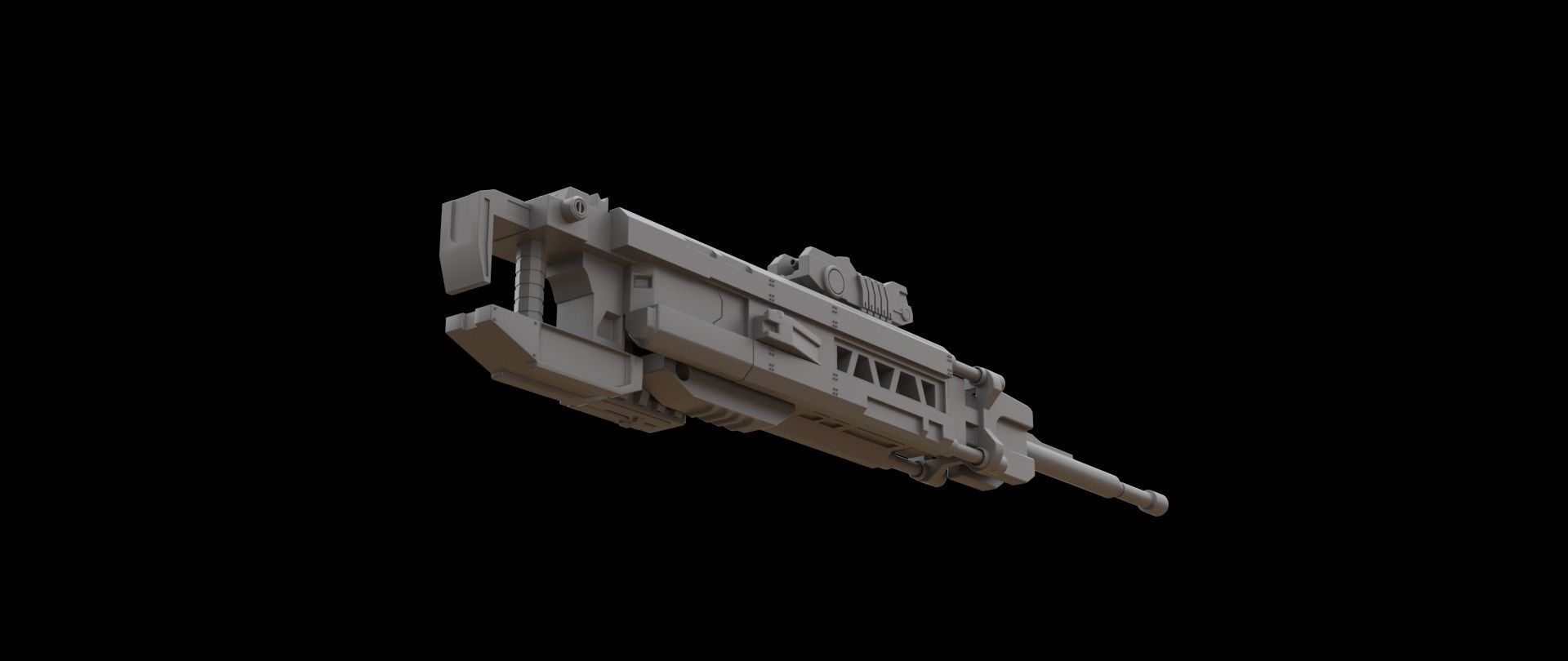 Mecha hard surface sniper rifle 3D model_13