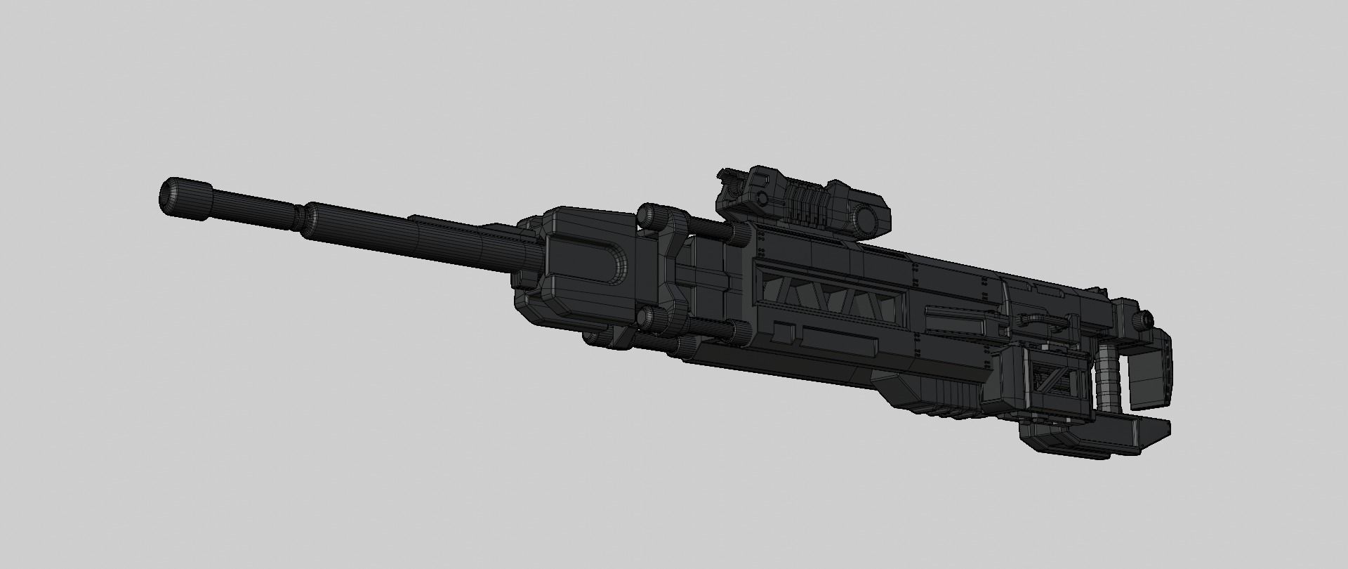 Mecha hard surface sniper rifle 3D model_15