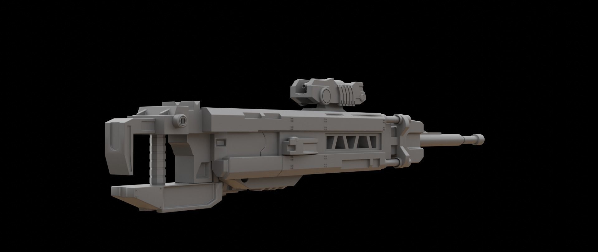 Mecha hard surface sniper rifle 3D model_8