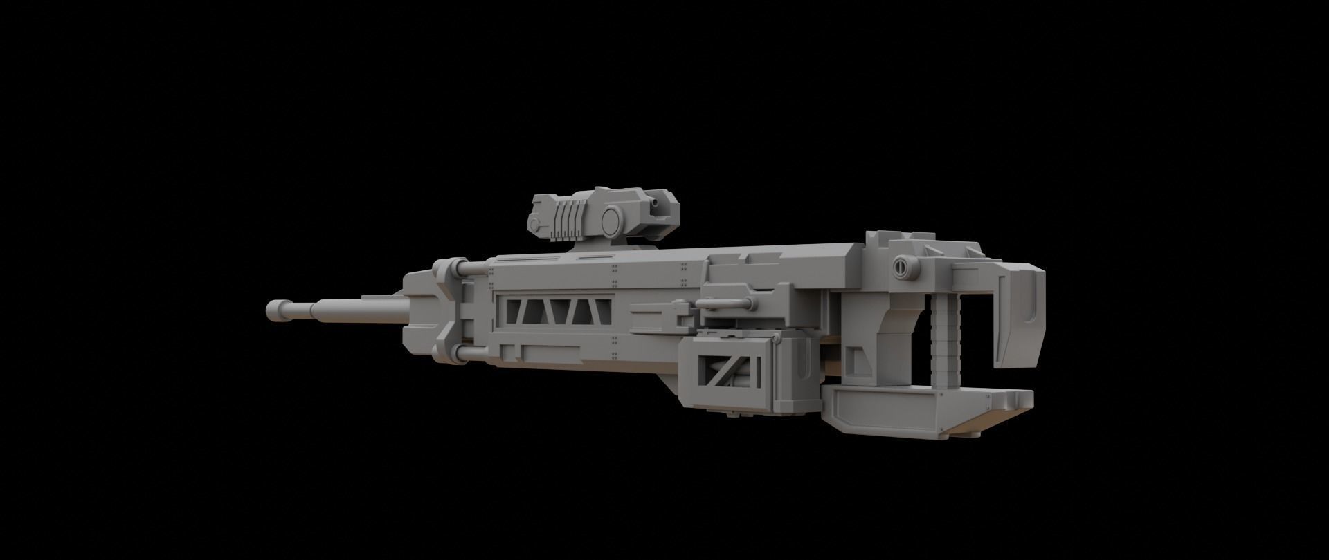 Mecha hard surface sniper rifle 3D model_9