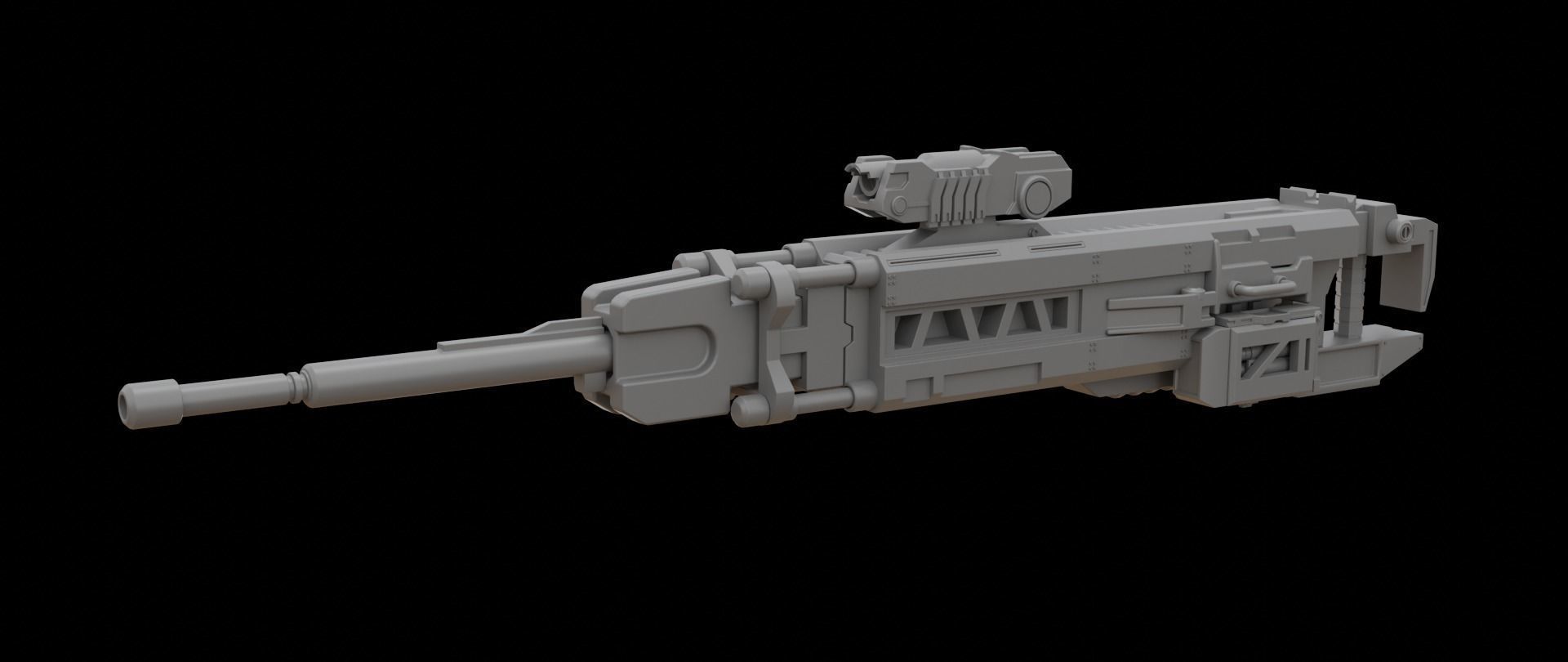 Mecha hard surface sniper rifle 3D model_1