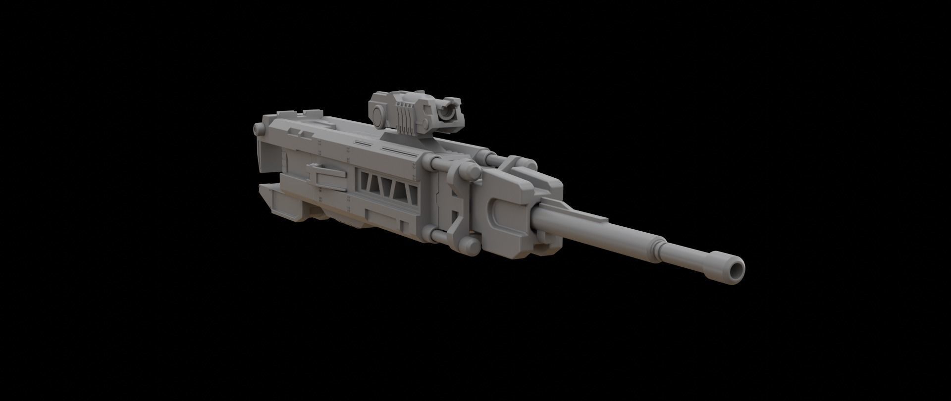 Mecha hard surface sniper rifle 3D model_3