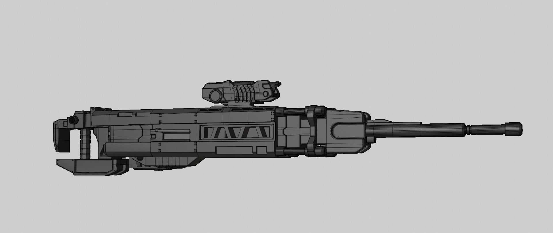 Mecha hard surface sniper rifle 3D model_18