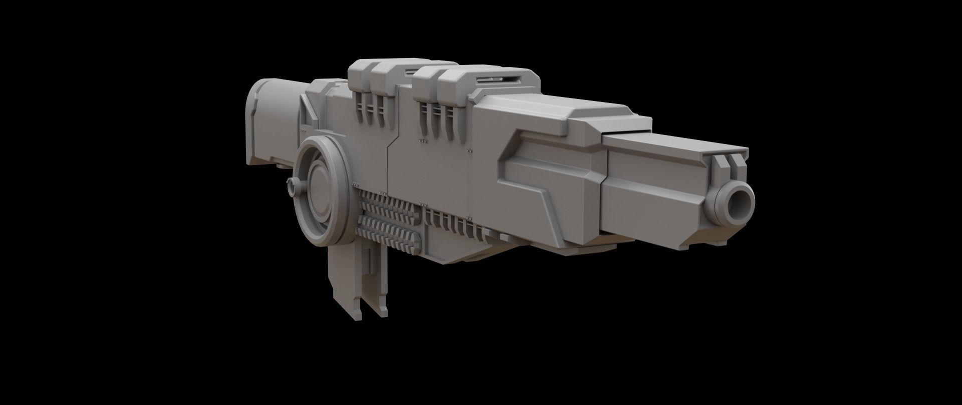 Mecha hard surface cannon 3D model_3