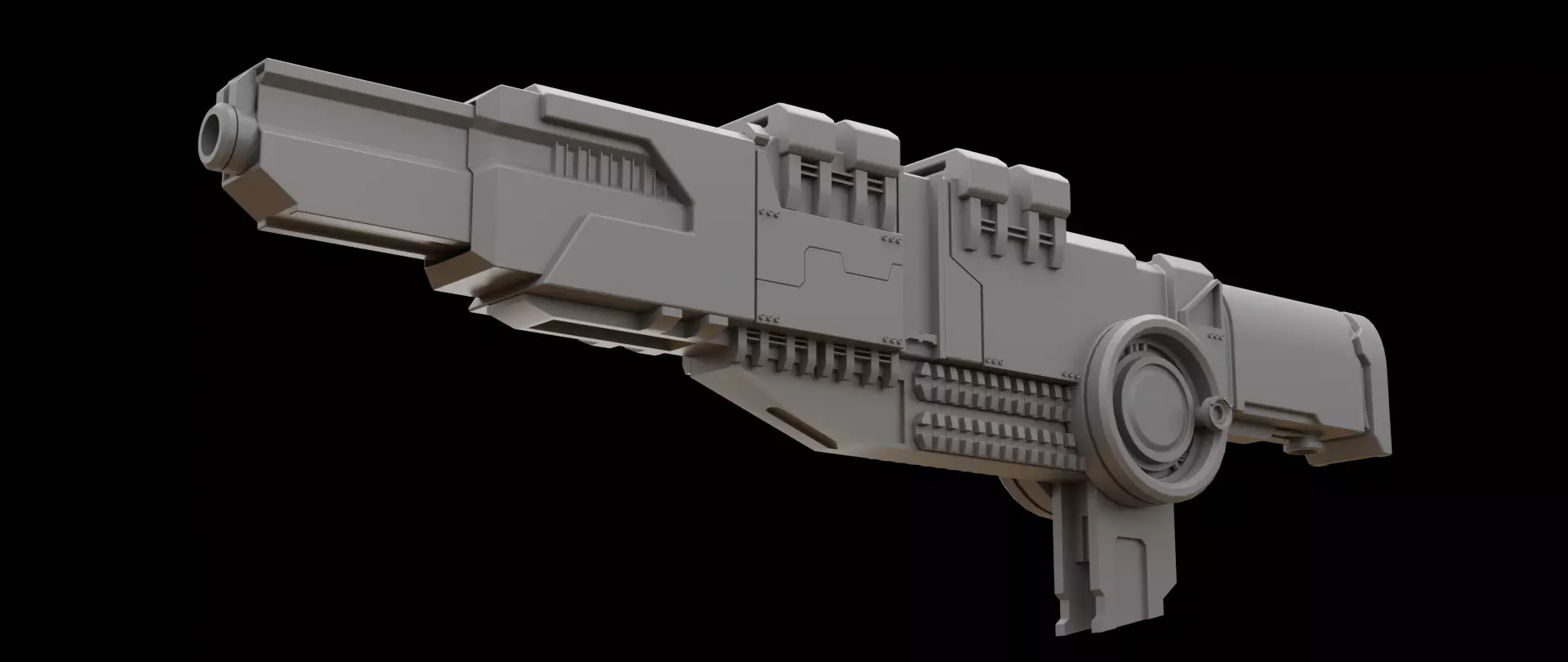 Mecha hard surface cannon 3D model_0