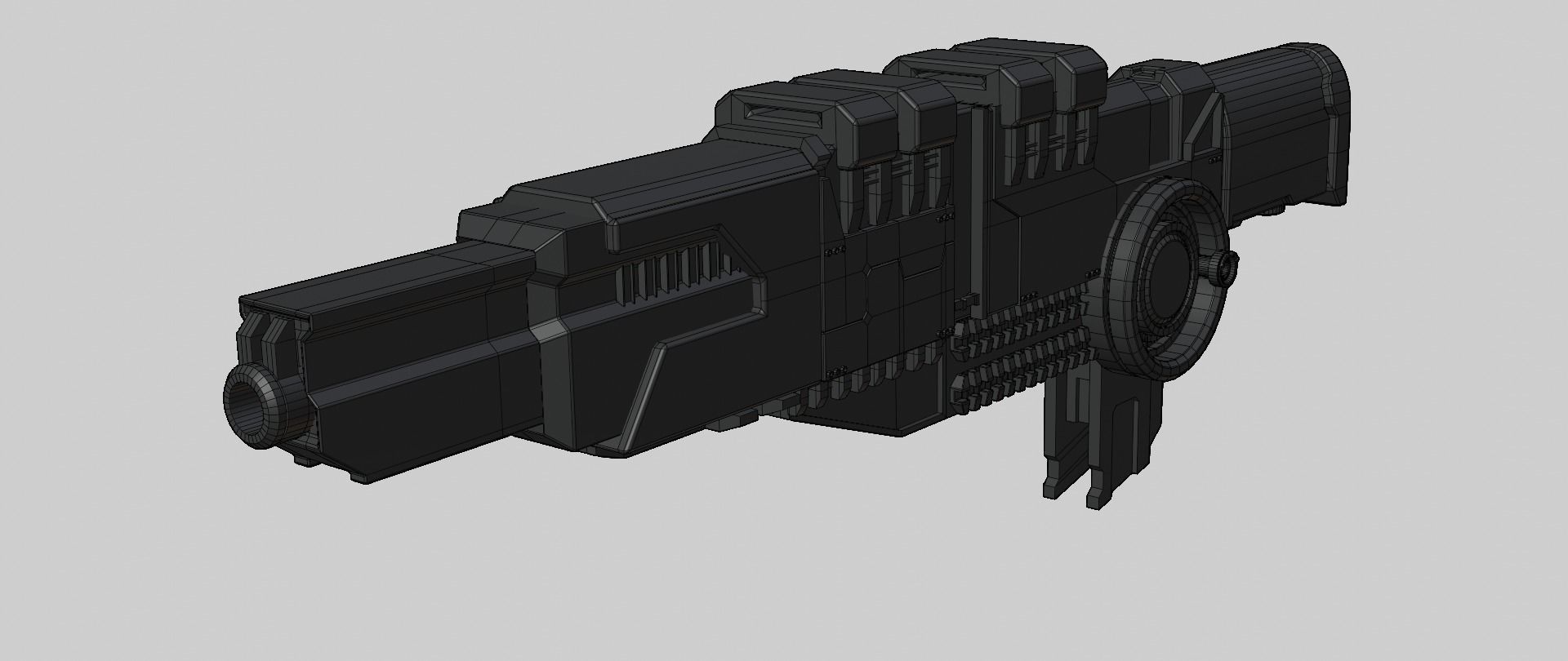 Mecha hard surface cannon 3D model_16