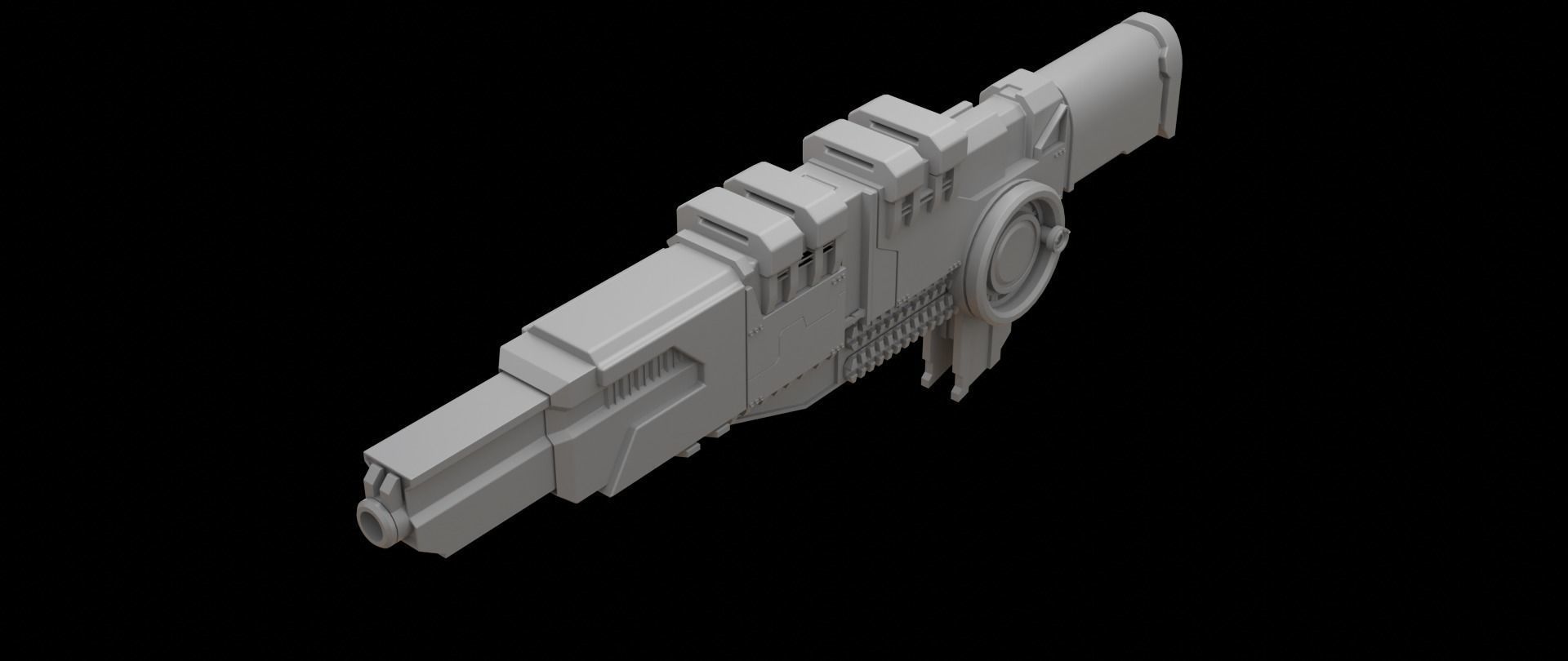 Mecha hard surface cannon 3D model_6