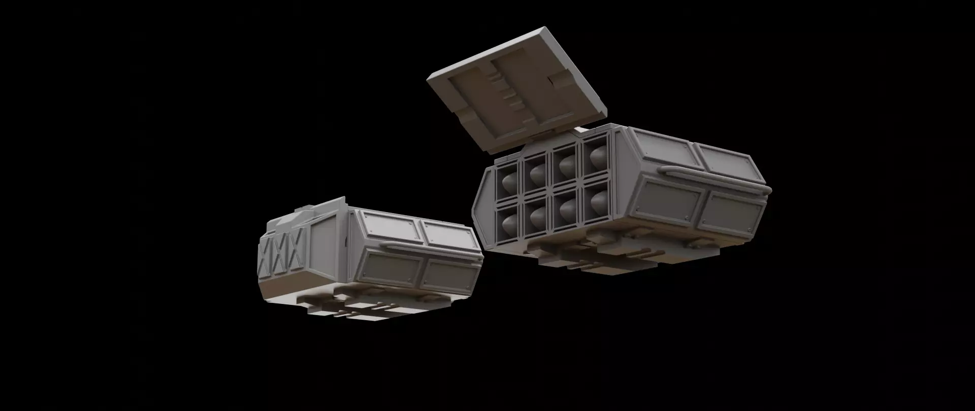 Mecha hard surface missile launcher 3D model_0